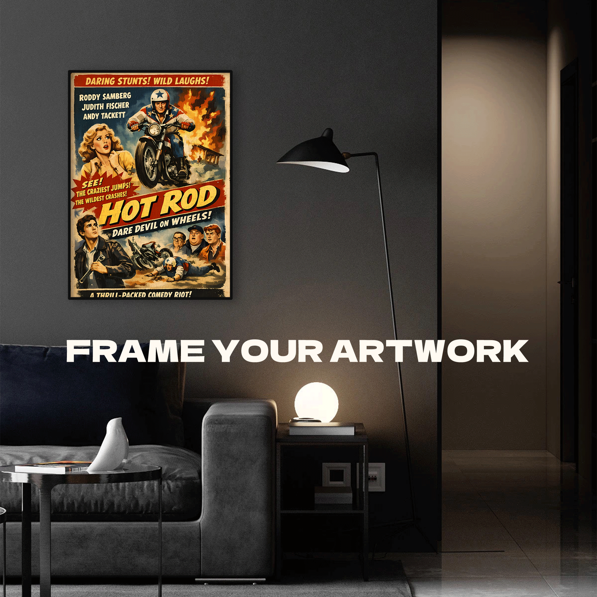 Hot Rod Poster 500pcs/1000pcs Jigsaw Puzzle, Scratch-Resistant, Interactive Family Game & Brain-Boosting DIY Decor, Perfect for Halloween, Christmas & New Year Gifts, Family Puzzle Game