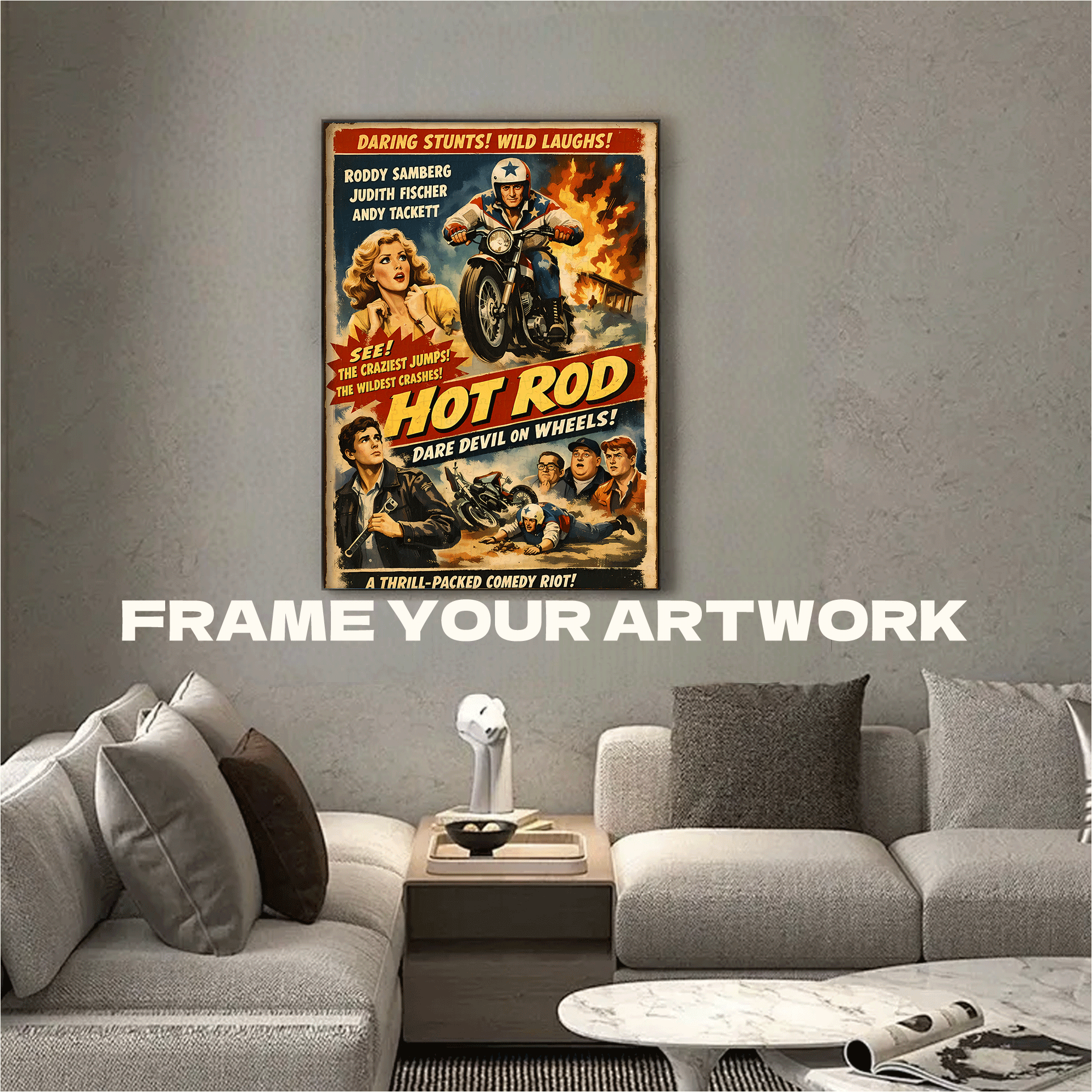 Hot Rod Poster 500pcs/1000pcs Jigsaw Puzzle, Scratch-Resistant, Interactive Family Game & Brain-Boosting DIY Decor, Perfect for Halloween, Christmas & New Year Gifts, Family Puzzle Game
