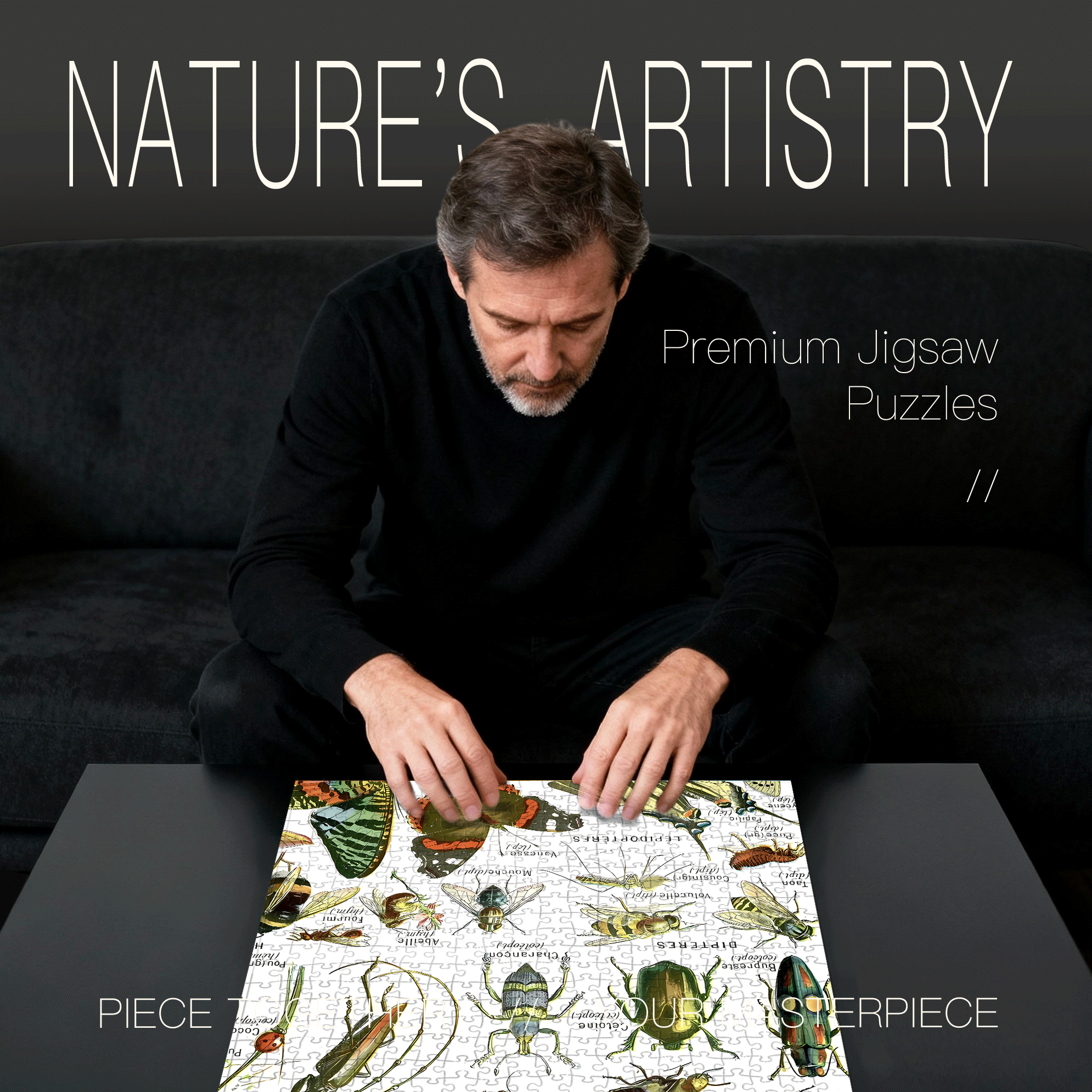 Insect 1948 Vintage Arthropodes 500pcs/1000pcs Jigsaw Puzzle, Scratch-Resistant, Interactive Family Game & Brain-Boosting DIY Decor, Perfect for Halloween, Christmas & New Year Gifts, Family Puzzle Game