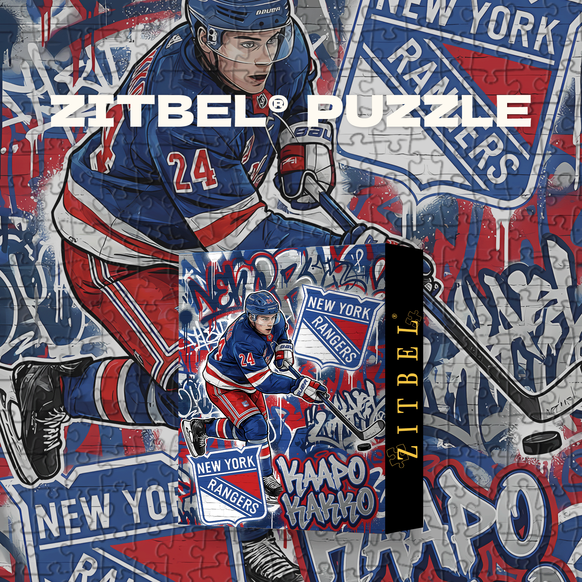 Kaapo Kakko New York Rangers 500pcs/1000pcs Jigsaw Puzzle, Scratch-Resistant, Interactive Family Game & Brain-Boosting DIY Decor, Perfect for Halloween, Christmas & New Year Gifts, Family Puzzle Game