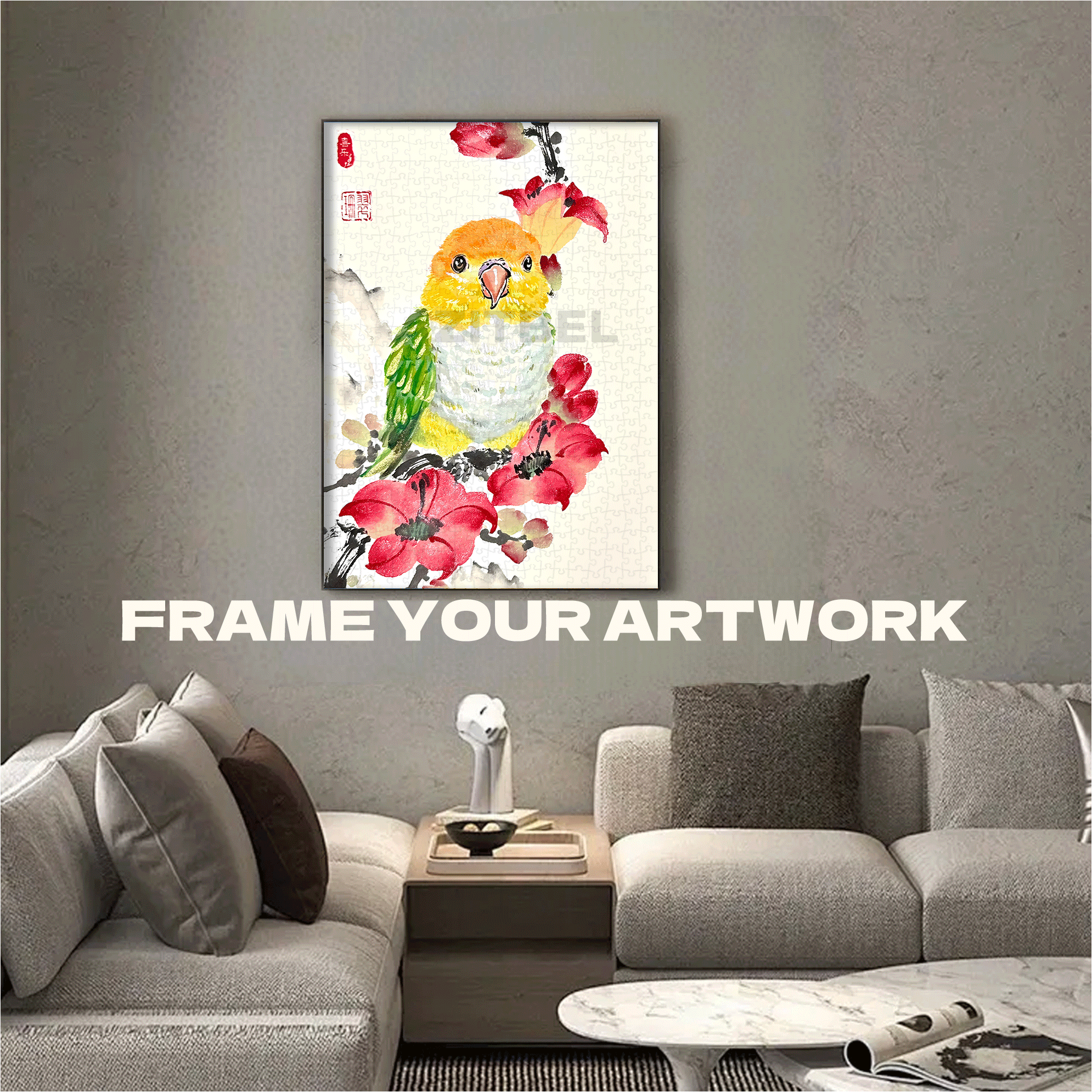 Kapok Flower & Parrot 500pcs/1000pcs Jigsaw Puzzle, Scratch-Resistant, Interactive Family Game & Brain-Boosting DIY Decor, Perfect for Halloween, Christmas & New Year Gifts, Family Puzzle Game