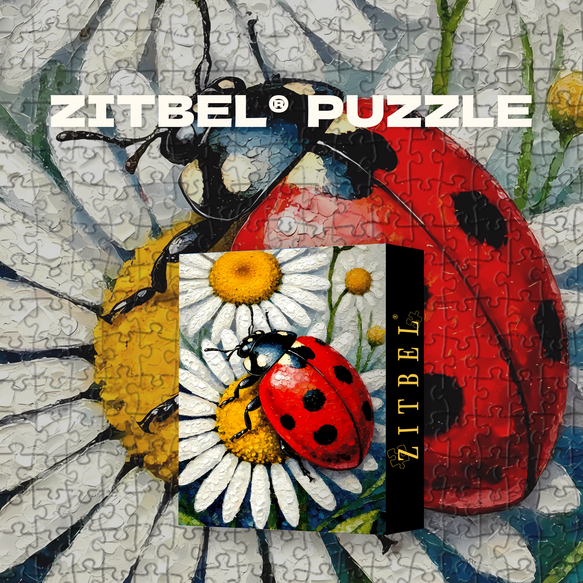 Ladybug On Daisy 500pcs/1000pcs Jigsaw Puzzle, Scratch-Resistant, Interactive Family Game & Brain-Boosting DIY Decor, Perfect for Halloween, Christmas & New Year Gifts, Family Puzzle Game