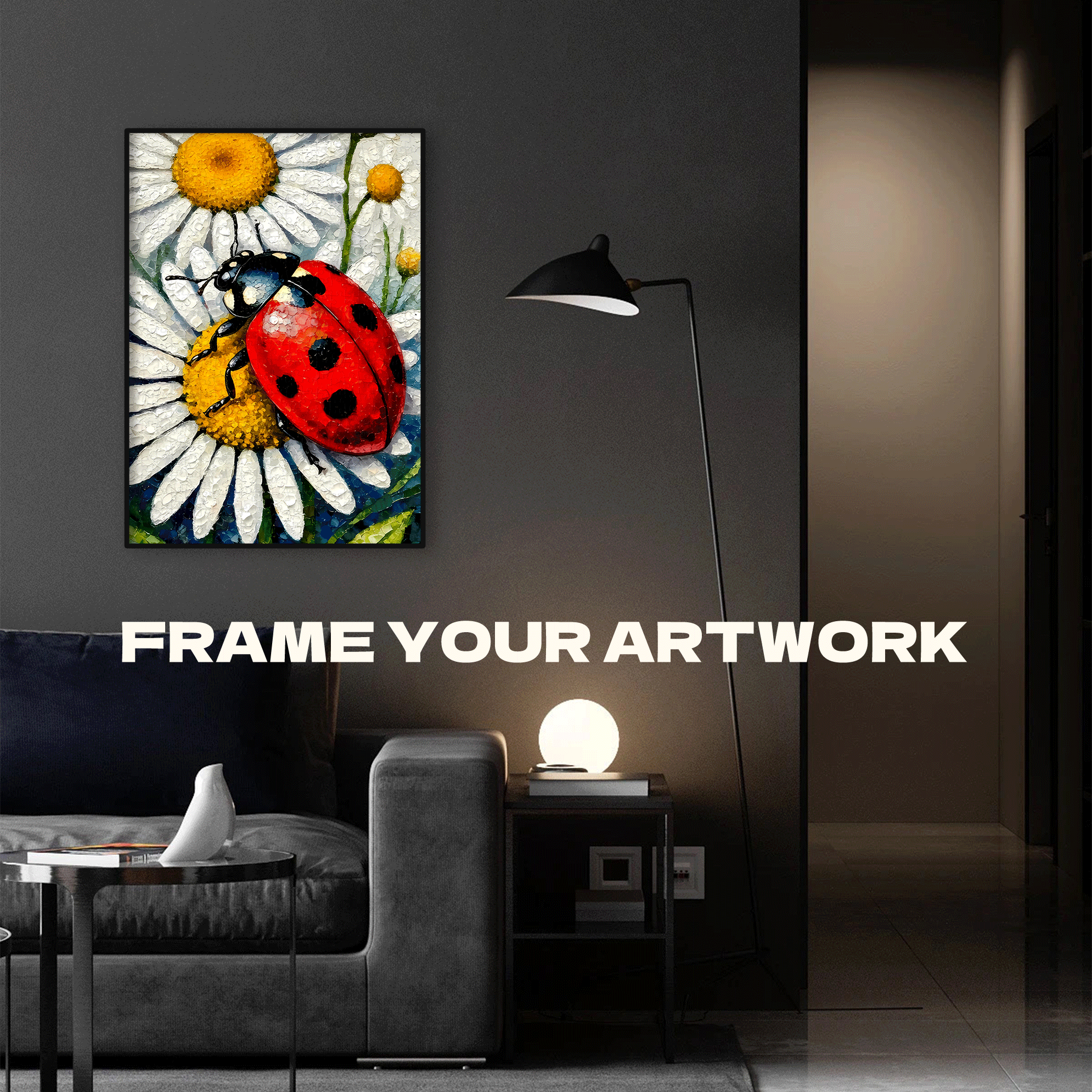 Ladybug On Daisy 500pcs/1000pcs Jigsaw Puzzle, Scratch-Resistant, Interactive Family Game & Brain-Boosting DIY Decor, Perfect for Halloween, Christmas & New Year Gifts, Family Puzzle Game