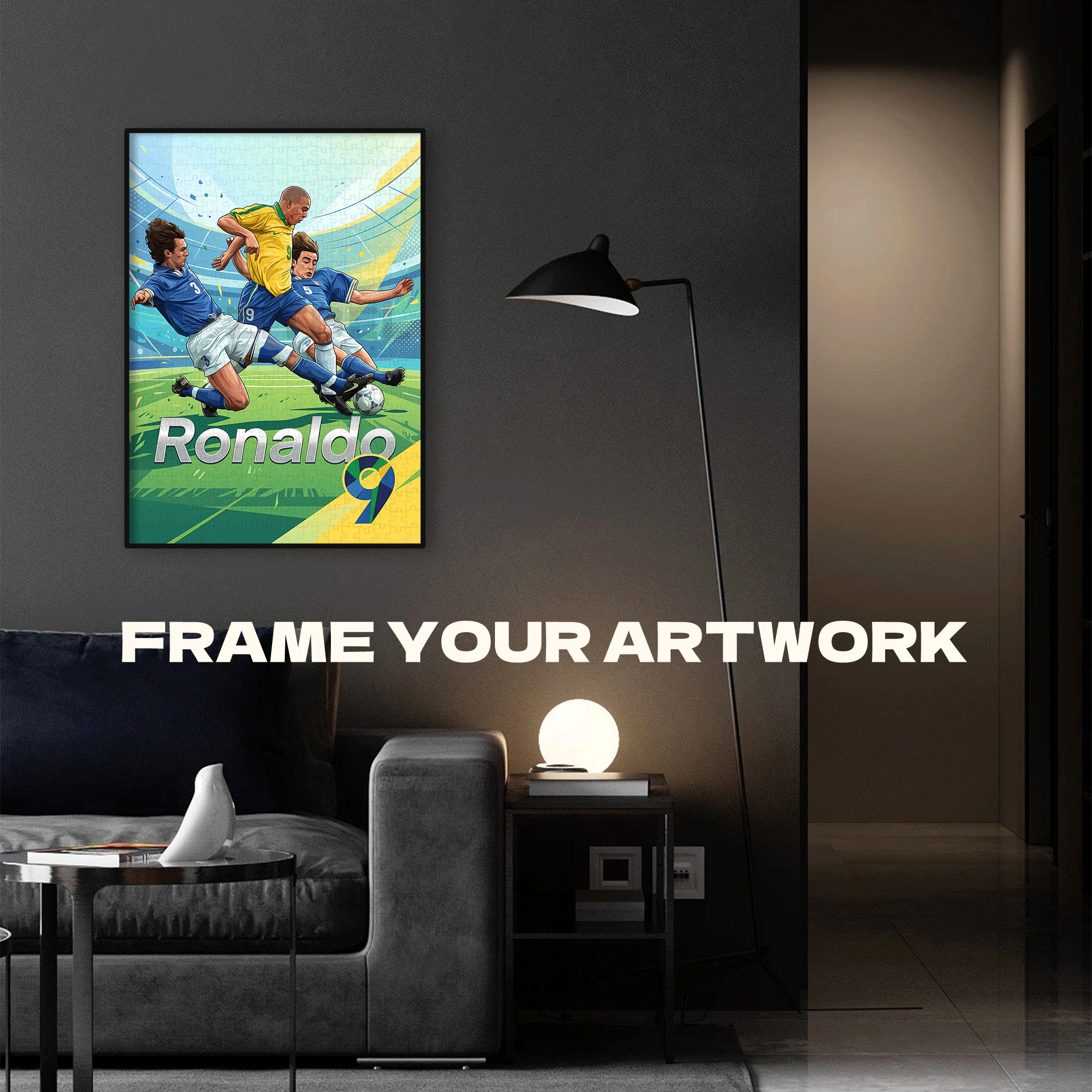 Legendary Ronaldo A Clash On The Football Pitch 500pcs/1000pcs Jigsaw Puzzle, Scratch-Resistant, Interactive Family Game & Brain-Boosting DIY Decor, Perfect for Halloween, Christmas & New Year Gifts, Family Puzzle Game