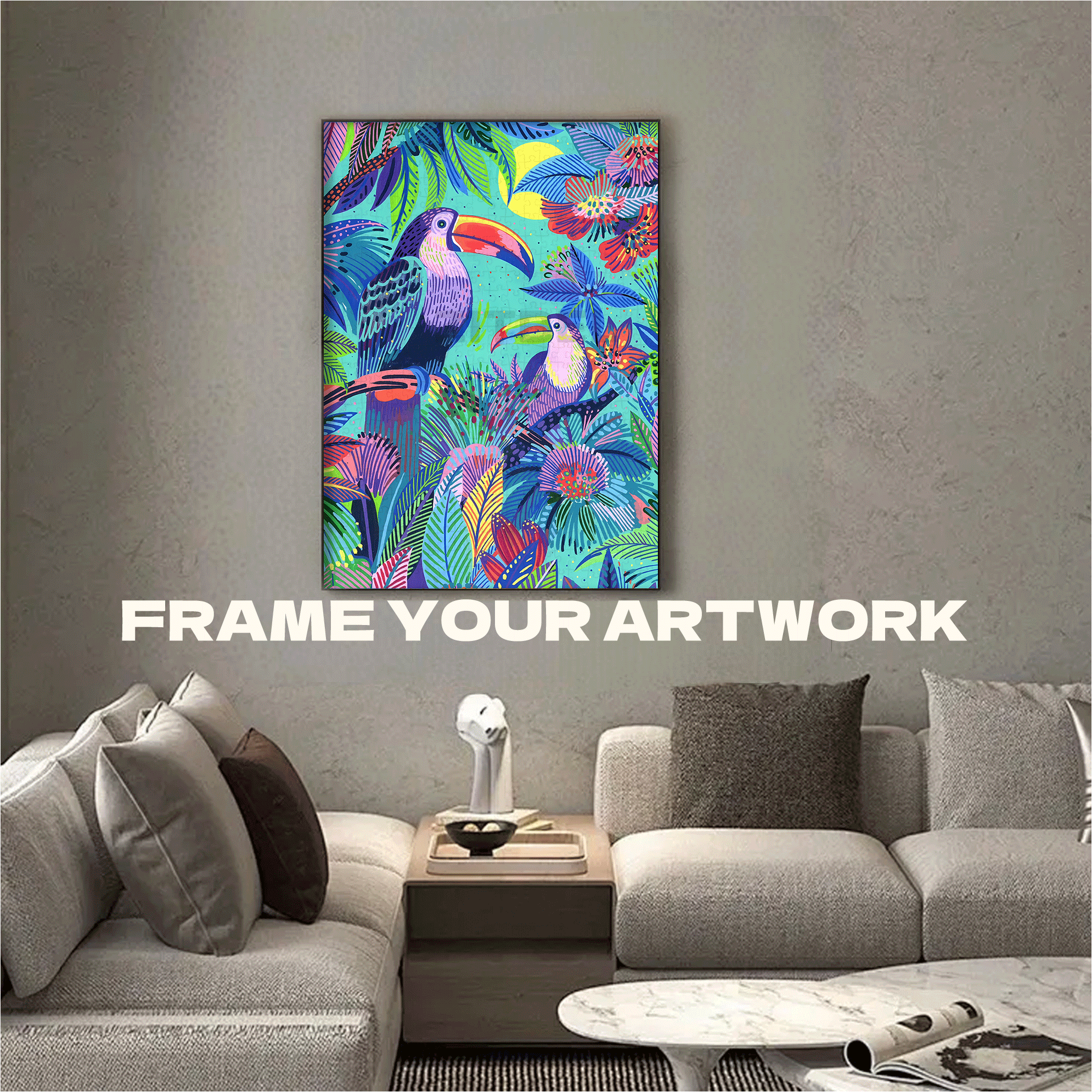 Whispering Toucans In The Rainforest 500pcs/1000pcs Jigsaw Puzzle, Scratch-Resistant, Interactive Family Game & Brain-Boosting DIY Decor, Perfect for Halloween, Christmas & New Year Gifts, Family Puzzle Game