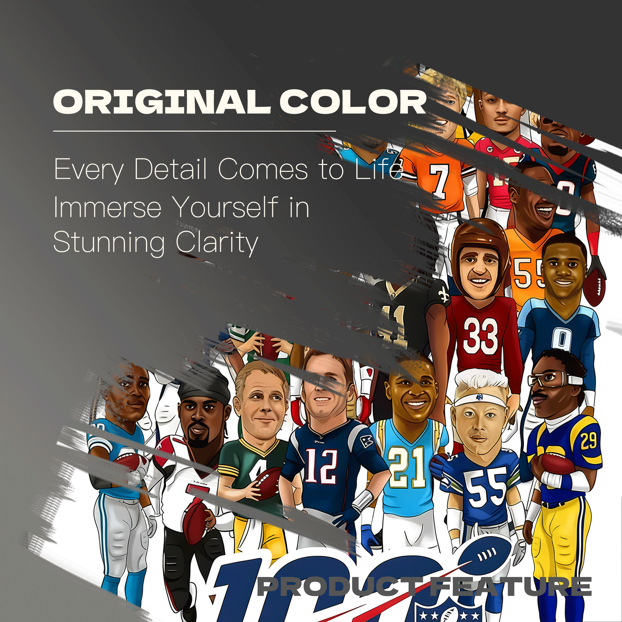 100 Days Until NFL 100 Legends Collage 500pcs/1000pcs Jigsaw Puzzle, Scratch-Resistant, Interactive Family Game & Brain-Boosting DIY Decor, Perfect for Halloween, Christmas & New Year Gifts, Family Puzzle Game