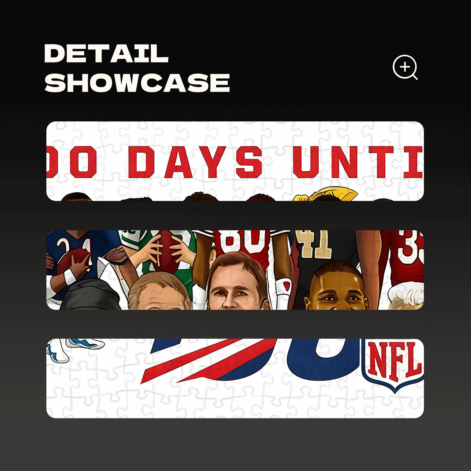 100 Days Until NFL 100 Legends Collage 500pcs/1000pcs Jigsaw Puzzle, Scratch-Resistant, Interactive Family Game & Brain-Boosting DIY Decor, Perfect for Halloween, Christmas & New Year Gifts, Family Puzzle Game