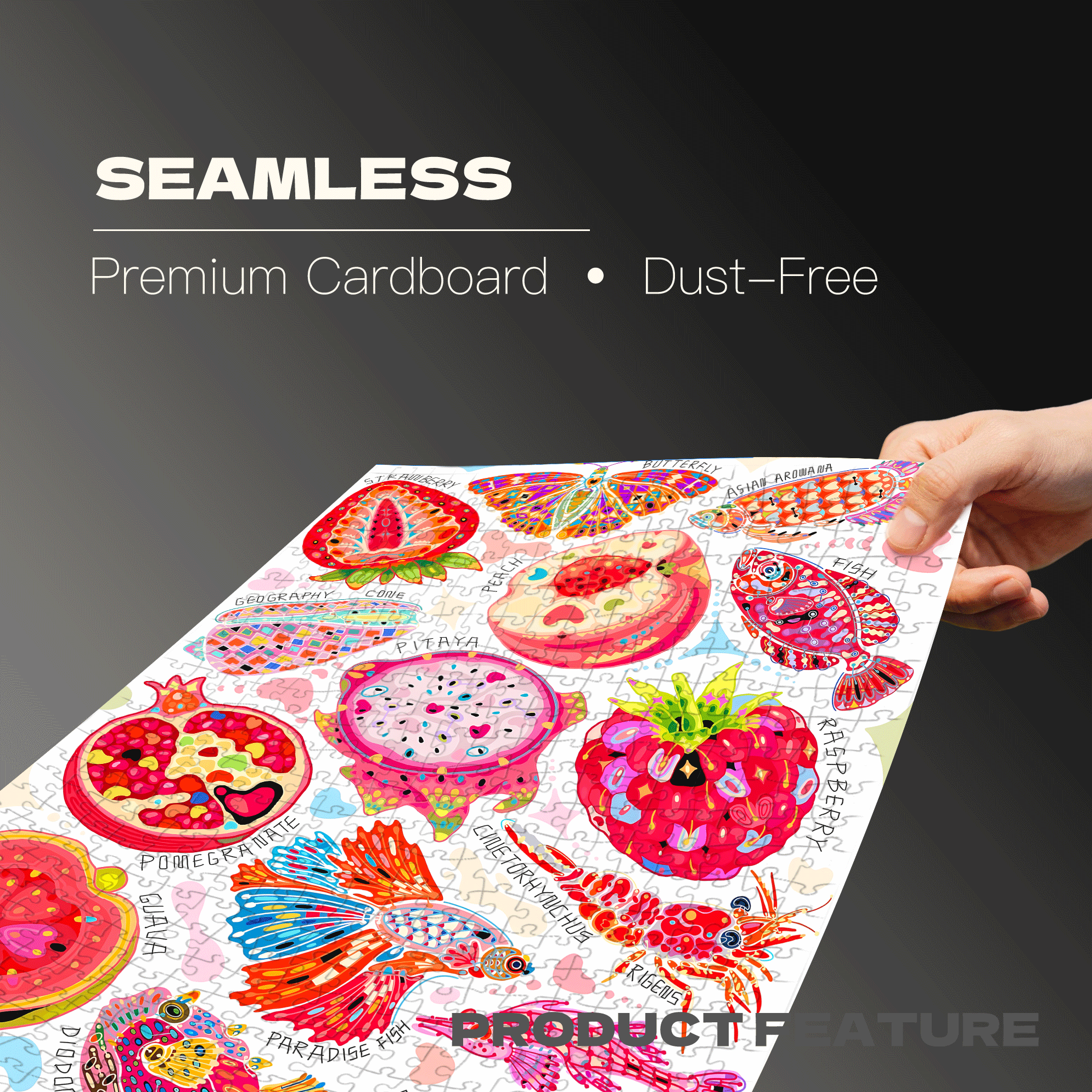 A Collection Of Dopamine-Rich Fruits 500pcs/1000pcs Jigsaw Puzzle, Scratch-Resistant, Interactive Family Game & Brain-Boosting DIY Decor, Perfect for Halloween, Christmas & New Year Gifts, Family Puzzle Game