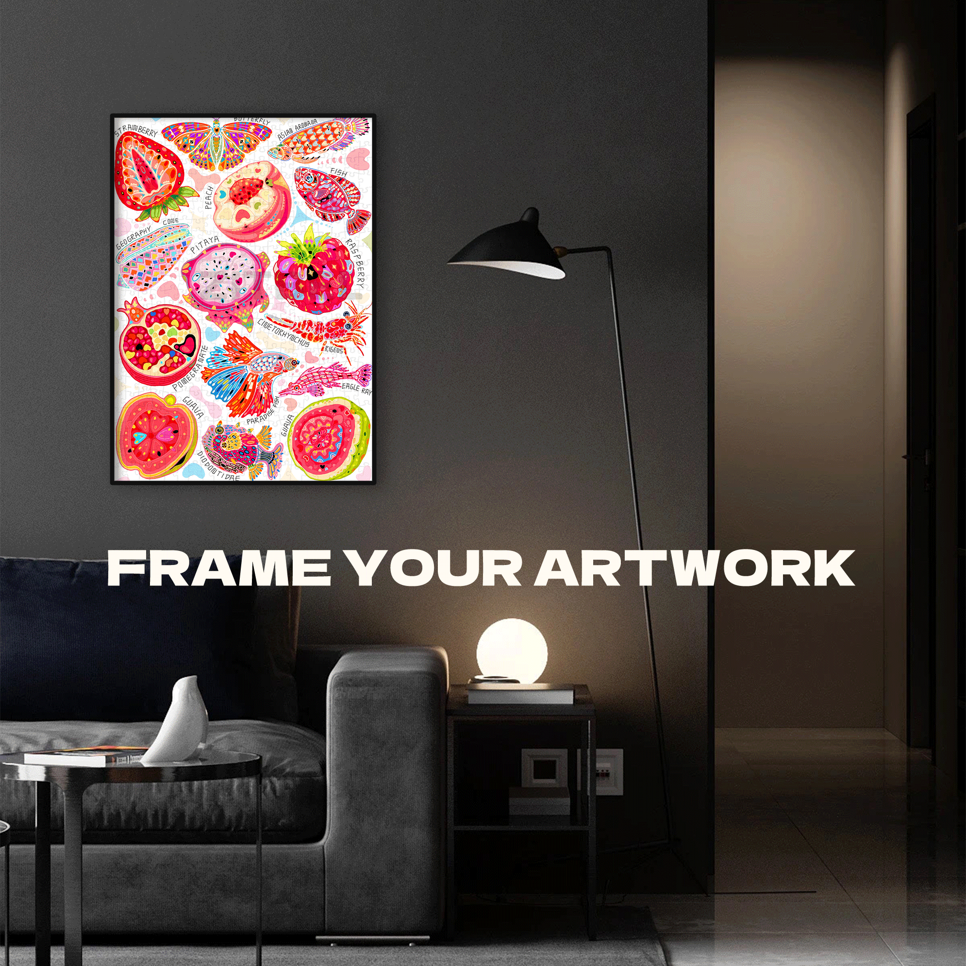 A Collection Of Dopamine-Rich Fruits 500pcs/1000pcs Jigsaw Puzzle, Scratch-Resistant, Interactive Family Game & Brain-Boosting DIY Decor, Perfect for Halloween, Christmas & New Year Gifts, Family Puzzle Game