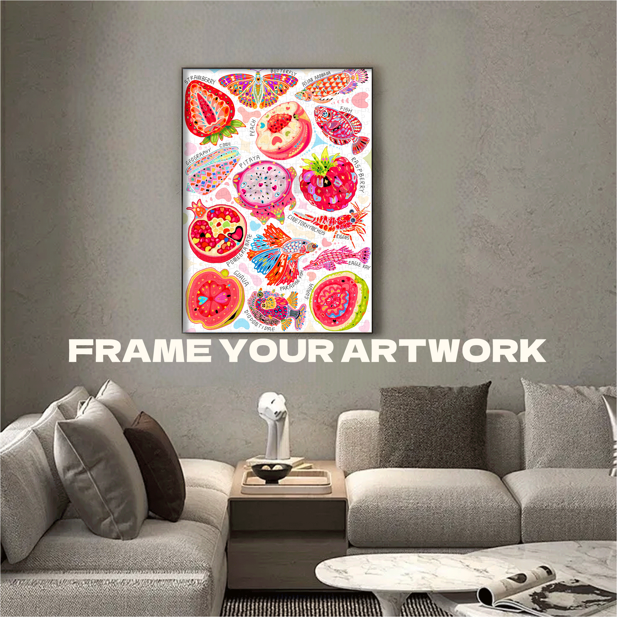 A Collection Of Dopamine-Rich Fruits 500pcs/1000pcs Jigsaw Puzzle, Scratch-Resistant, Interactive Family Game & Brain-Boosting DIY Decor, Perfect for Halloween, Christmas & New Year Gifts, Family Puzzle Game