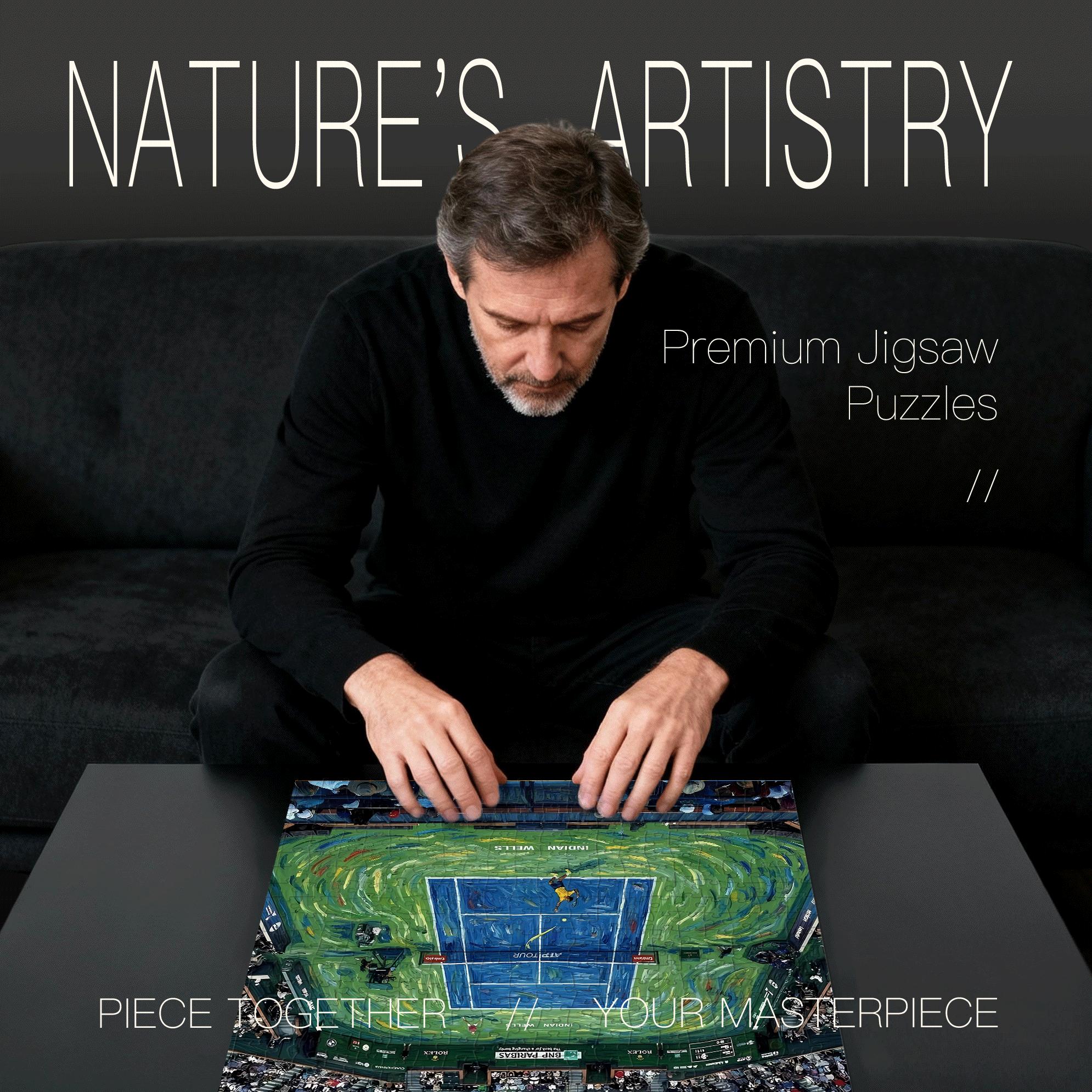 ATP Tour 500pcs/1000pcs Jigsaw Puzzle, Scratch-Resistant, Interactive Family Game & Brain-Boosting DIY Decor, Perfect for Halloween, Christmas & New Year Gifts, Family Puzzle Game