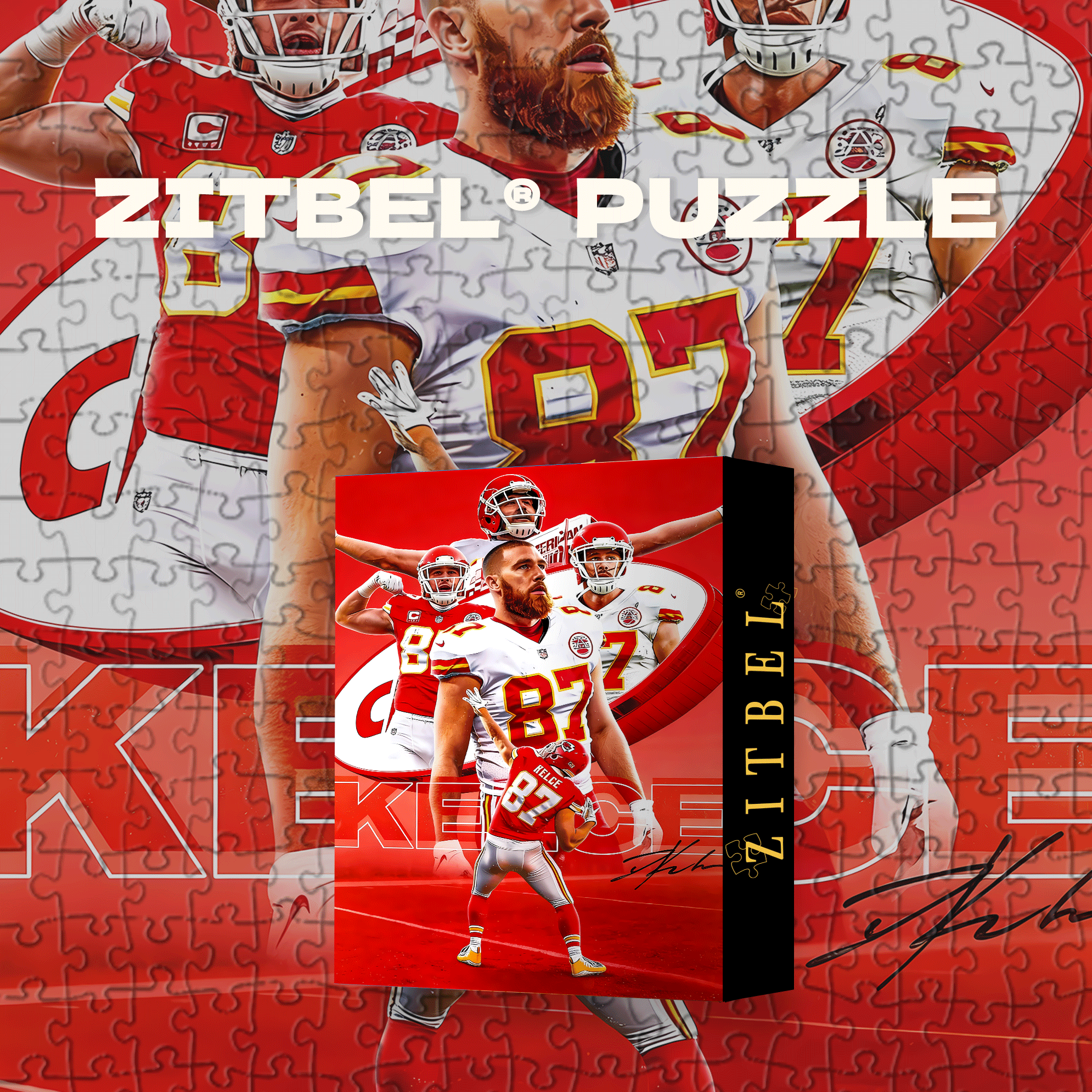 Chiefs' Star Tight End 500pcs/1000pcs Jigsaw Puzzle, Scratch-Resistant, Interactive Family Game & Brain-Boosting DIY Decor, Perfect for Halloween, Christmas & New Year Gifts, Family Puzzle Game