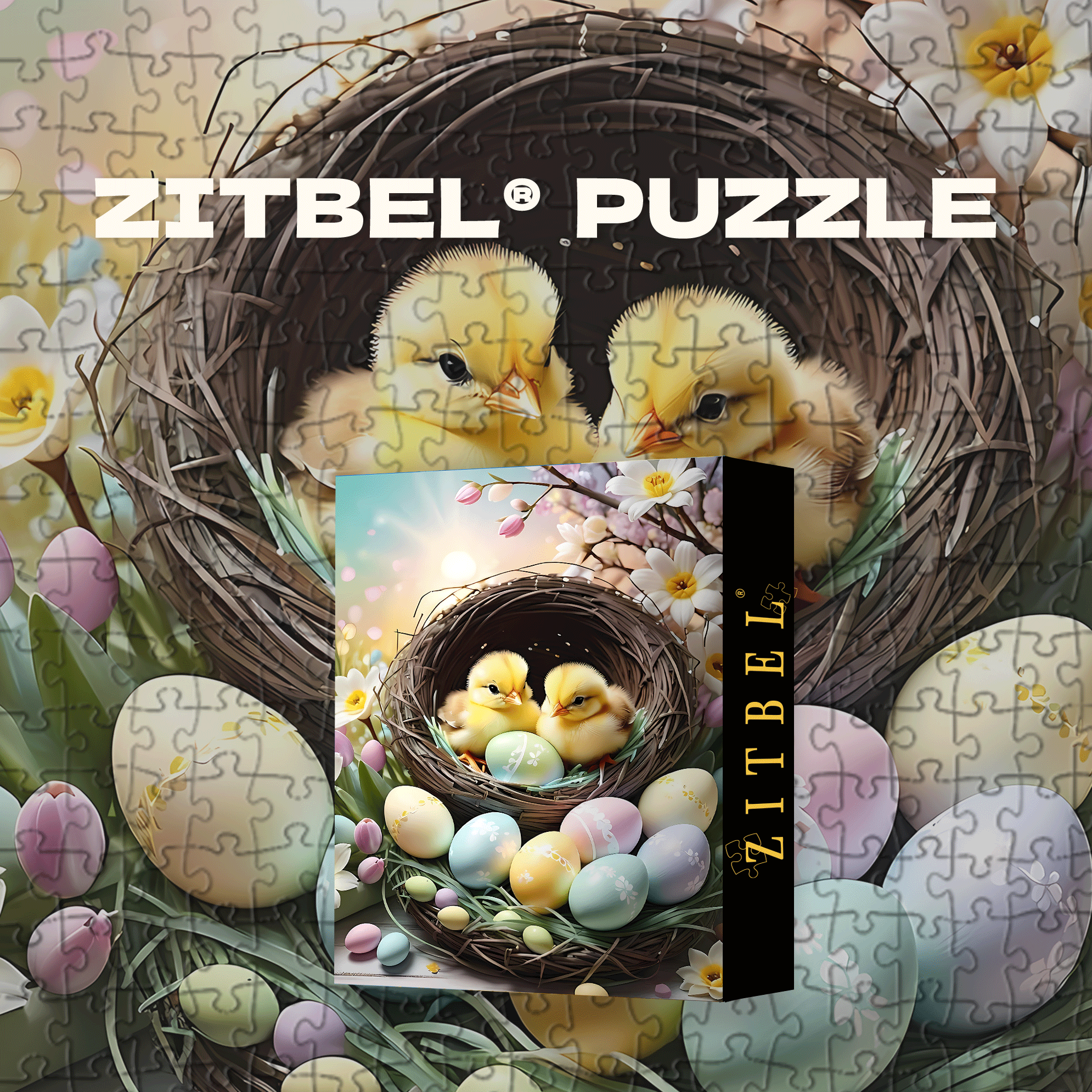 Spring Chicks In Nest 500pcs/1000pcs Jigsaw Puzzle, Scratch-Resistant, Interactive Family Game & Brain-Boosting DIY Decor, Perfect for Halloween, Christmas & New Year Gifts, Family Puzzle Game