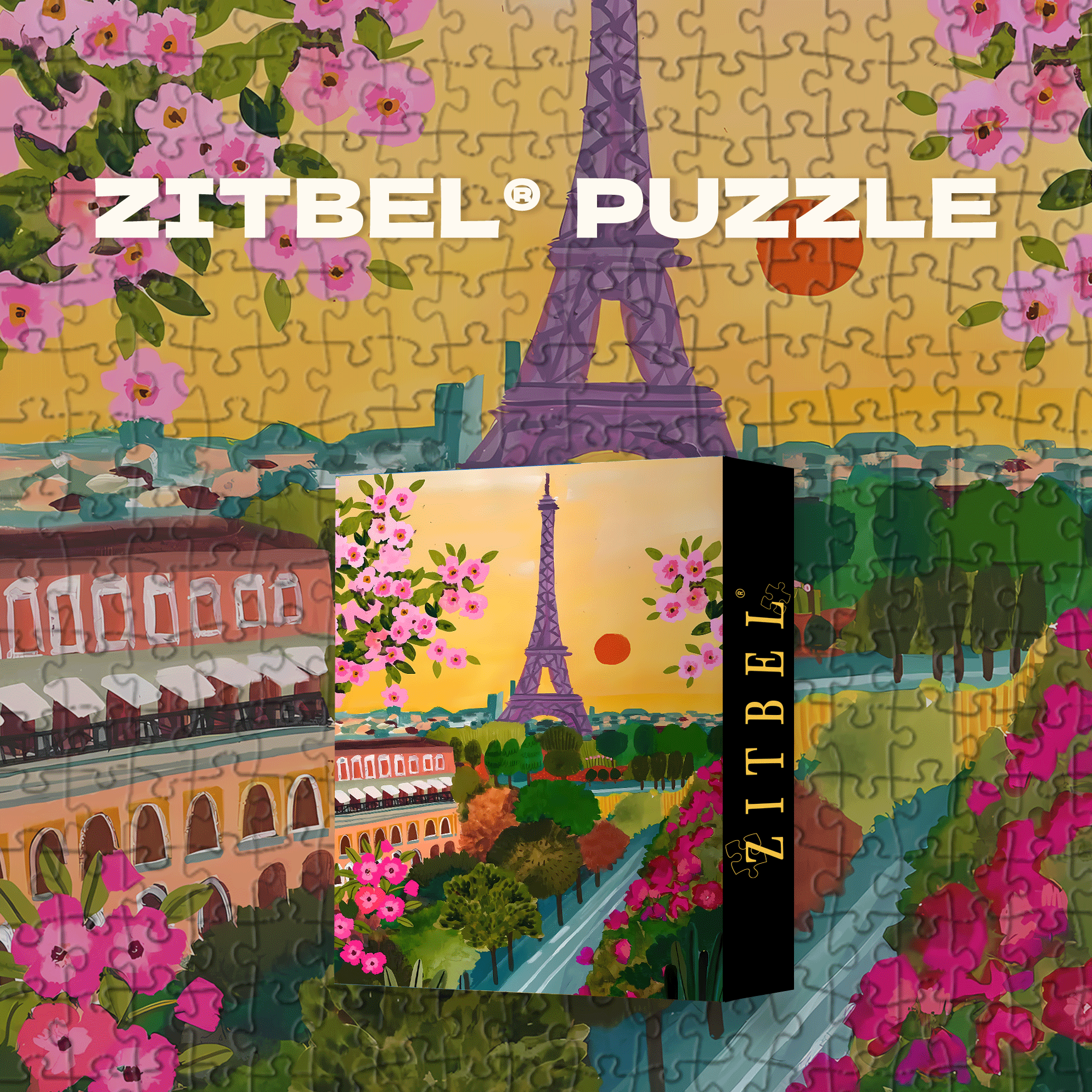 Spring In Paris Eiffel Tower And Blossoms At Gentle Dusk 500pcs/1000pcs Jigsaw Puzzle, Scratch-Resistant, Interactive Family Game & Brain-Boosting DIY Decor, Perfect for Halloween, Christmas & New Year Gifts, Family Puzzle Game