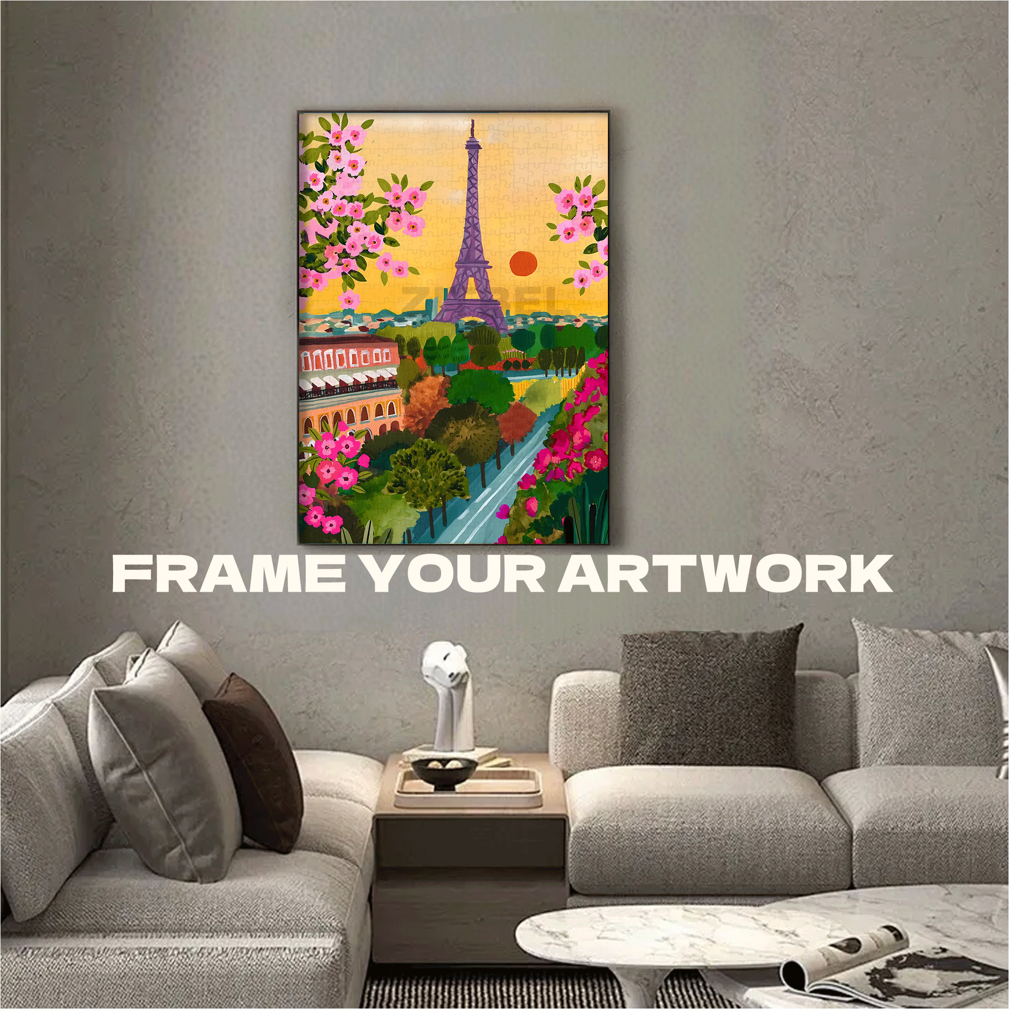 Spring In Paris Eiffel Tower And Blossoms At Gentle Dusk 500pcs/1000pcs Jigsaw Puzzle, Scratch-Resistant, Interactive Family Game & Brain-Boosting DIY Decor, Perfect for Halloween, Christmas & New Year Gifts, Family Puzzle Game
