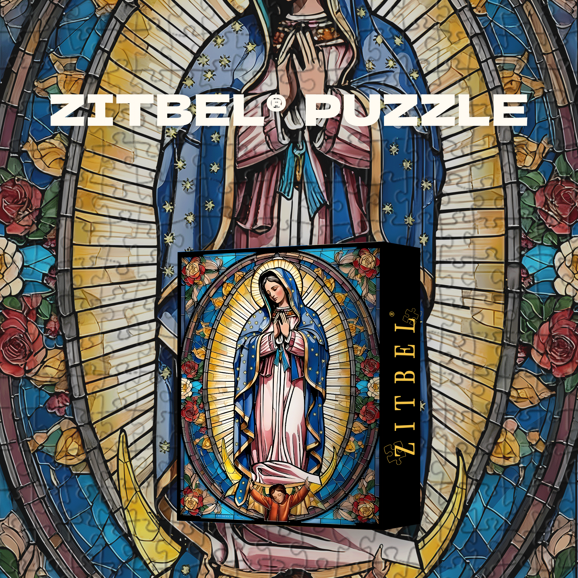 Stained Glass Our Lady 500pcs/1000pcs Jigsaw Puzzle, Scratch-Resistant, Interactive Family Game & Brain-Boosting DIY Decor, Perfect for Halloween, Christmas & New Year Gifts, Family Puzzle Game