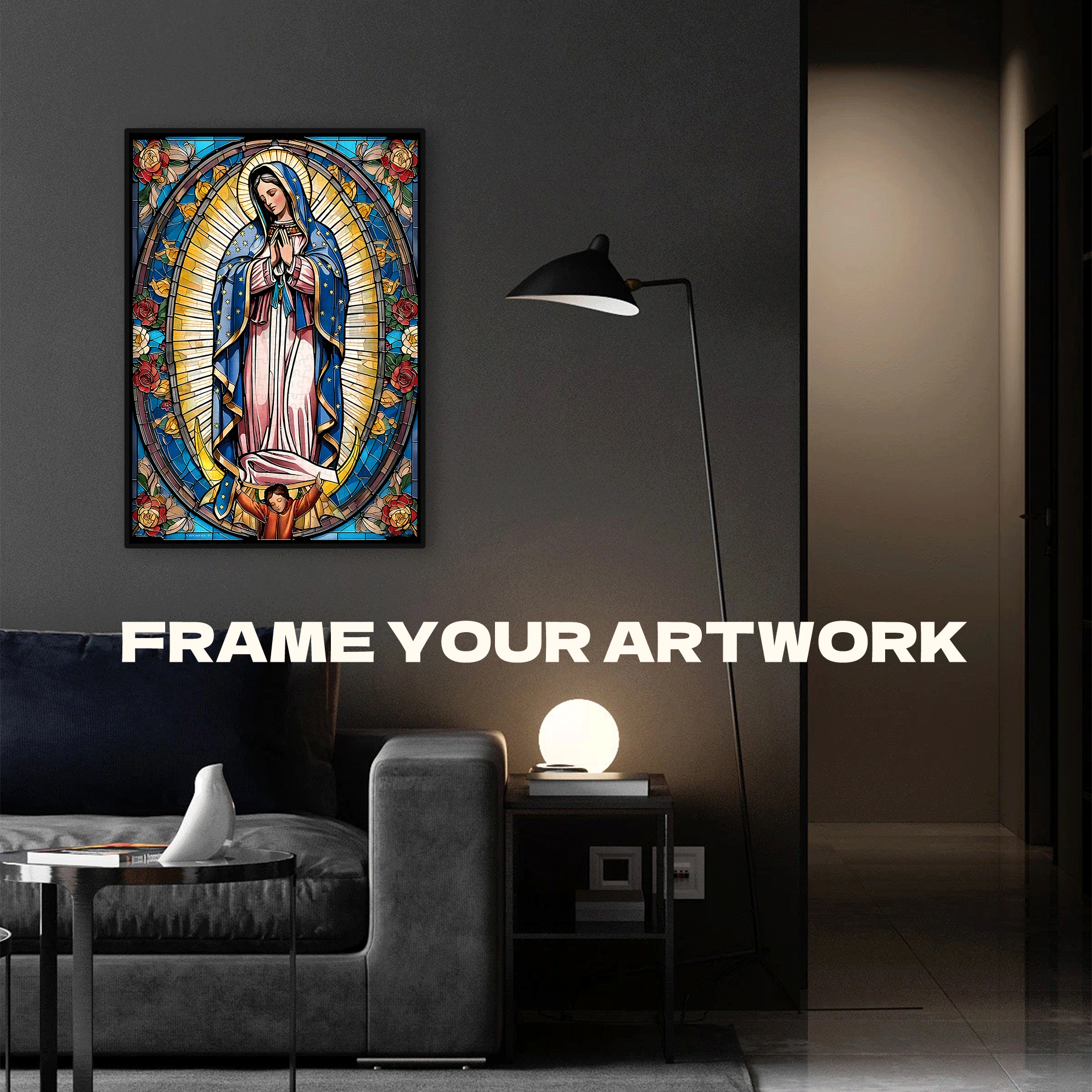 Stained Glass Our Lady 500pcs/1000pcs Jigsaw Puzzle, Scratch-Resistant, Interactive Family Game & Brain-Boosting DIY Decor, Perfect for Halloween, Christmas & New Year Gifts, Family Puzzle Game