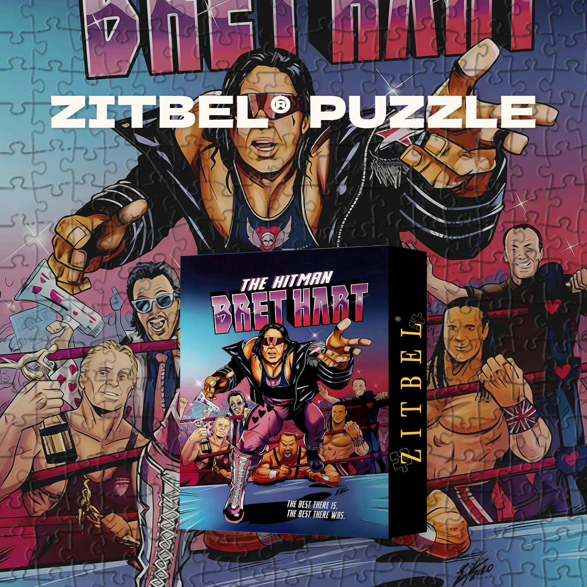 The Hitman Bret Hart 500pcs/1000pcs Jigsaw Puzzle, Scratch-Resistant, Interactive Family Game & Brain-Boosting DIY Decor, Perfect for Halloween, Christmas & New Year Gifts, Family Puzzle Game