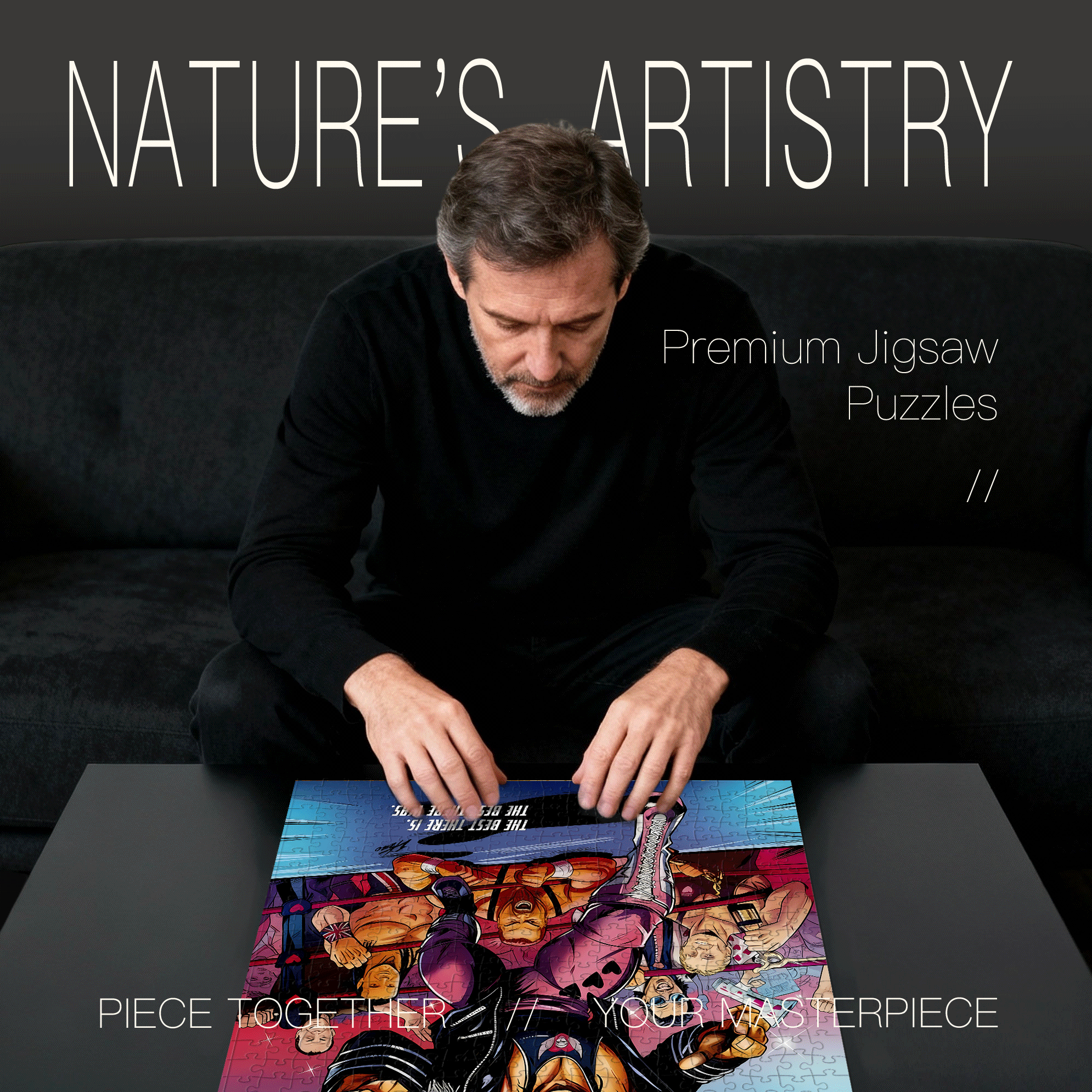 The Hitman Bret Hart 500pcs/1000pcs Jigsaw Puzzle, Scratch-Resistant, Interactive Family Game & Brain-Boosting DIY Decor, Perfect for Halloween, Christmas & New Year Gifts, Family Puzzle Game
