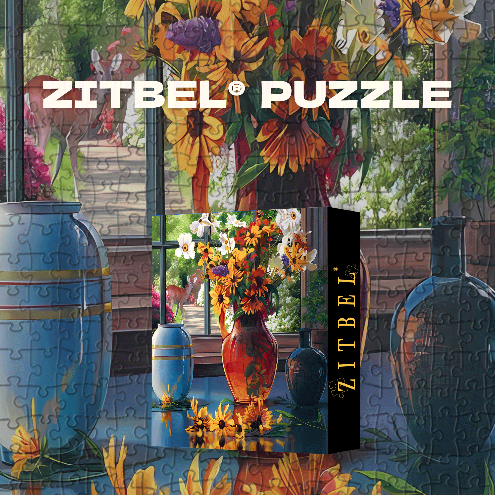 View Through Window 500pcs/1000pcs Jigsaw Puzzle, Scratch-Resistant, Interactive Family Game & Brain-Boosting DIY Decor, Perfect for Halloween, Christmas & New Year Gifts, Family Puzzle Game