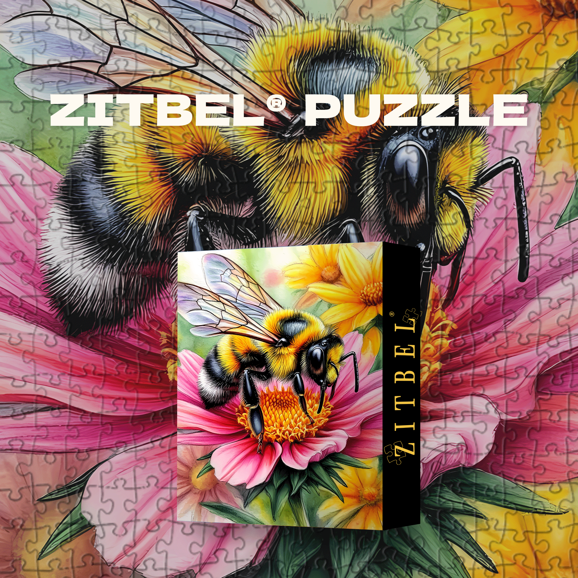 Watercolor Bee 500pcs/1000pcs Jigsaw Puzzle, Scratch-Resistant, Interactive Family Game & Brain-Boosting DIY Decor, Perfect for Halloween, Christmas & New Year Gifts, Family Puzzle Game