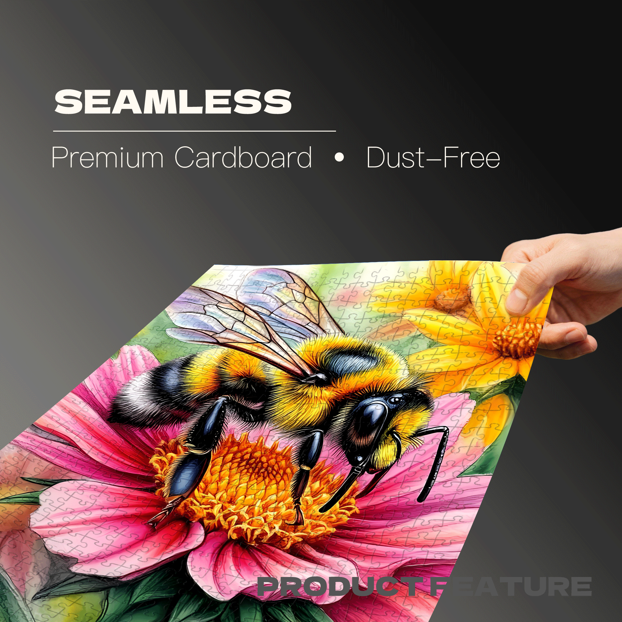 Watercolor Bee 500pcs/1000pcs Jigsaw Puzzle, Scratch-Resistant, Interactive Family Game & Brain-Boosting DIY Decor, Perfect for Halloween, Christmas & New Year Gifts, Family Puzzle Game