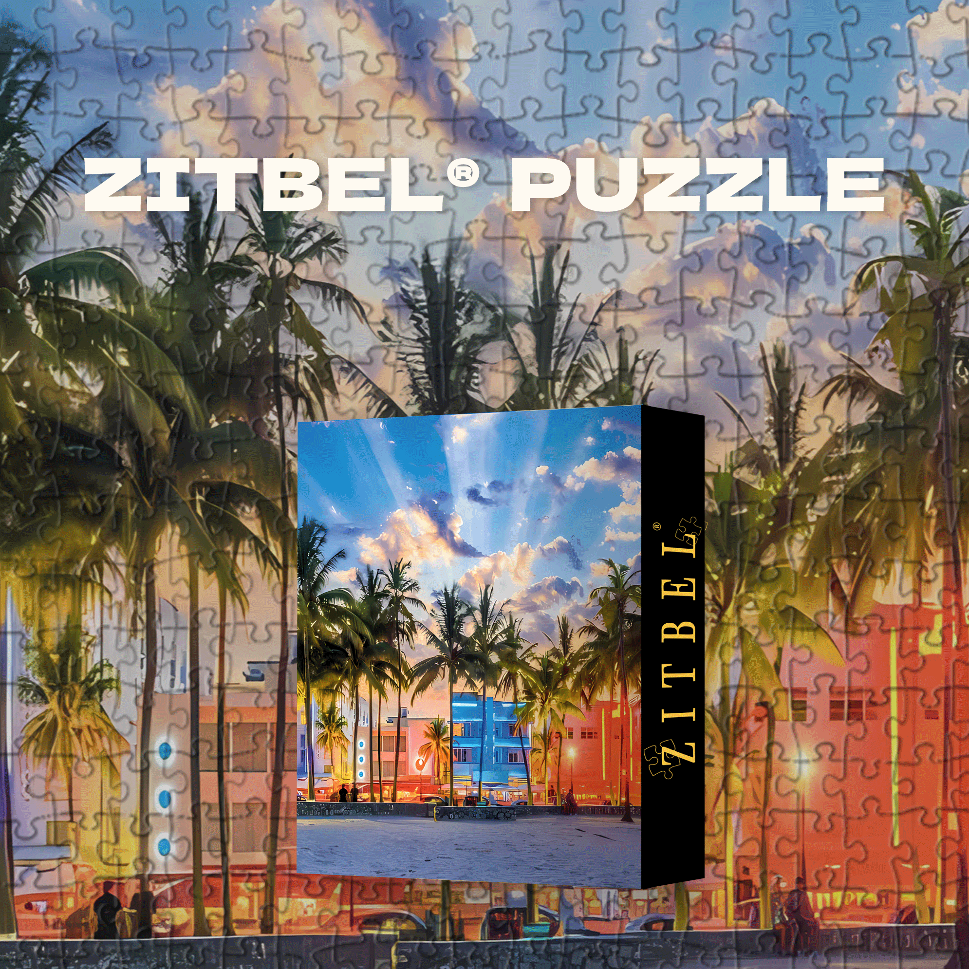 Miami Florida 500pcs/1000pcs Jigsaw Puzzle, Scratch-Resistant, Interactive Family Game & Brain-Boosting DIY Decor, Perfect for Halloween, Christmas & New Year Gifts, Family Puzzle Game