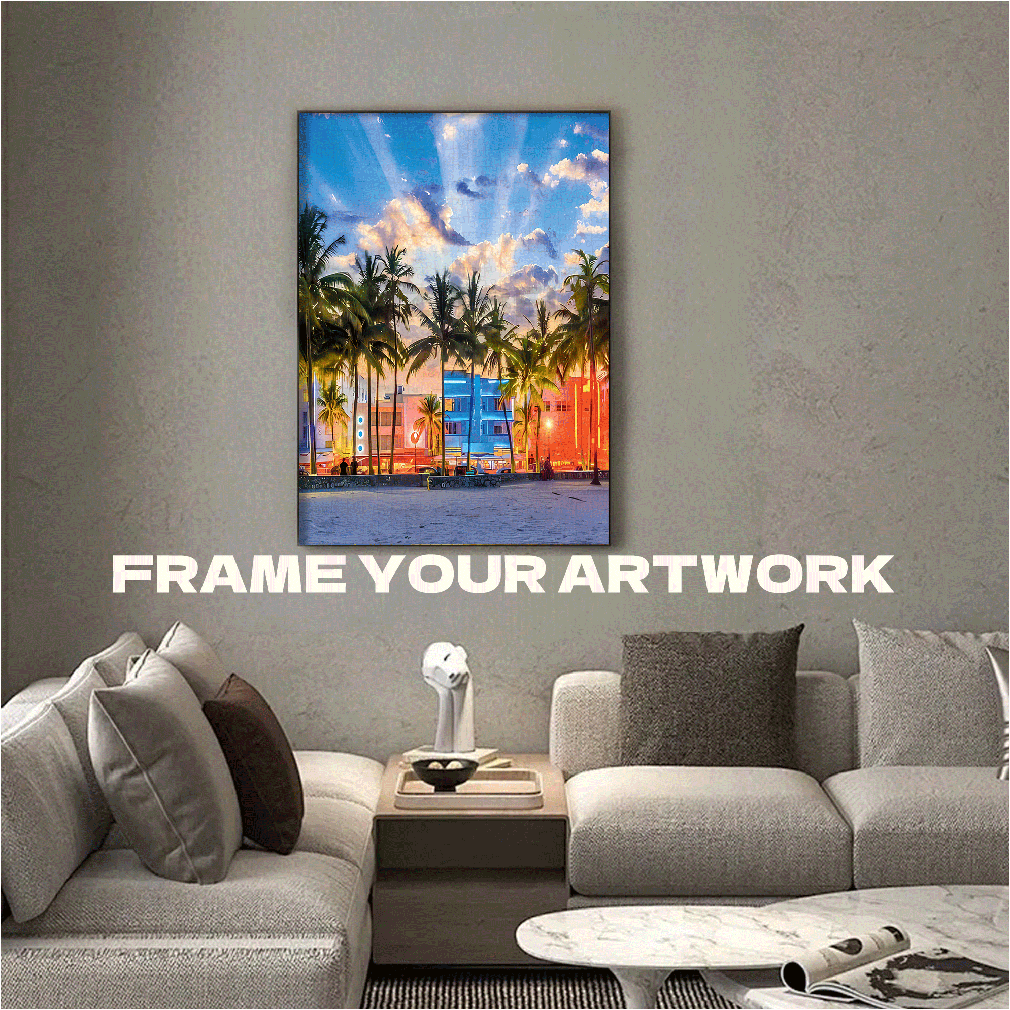 Miami Florida 500pcs/1000pcs Jigsaw Puzzle, Scratch-Resistant, Interactive Family Game & Brain-Boosting DIY Decor, Perfect for Halloween, Christmas & New Year Gifts, Family Puzzle Game