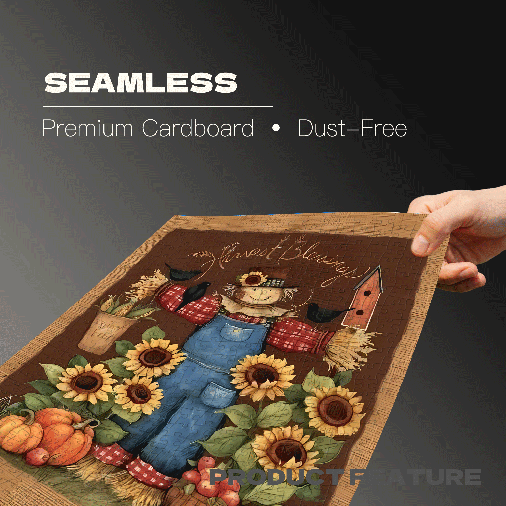 Retro Scarecrow 5 500pcs/1000pcs Jigsaw Puzzle, Scratch-Resistant, Interactive Family Game & Brain-Boosting DIY Decor, Perfect for Halloween, Christmas & New Year Gifts, Family Puzzle Game