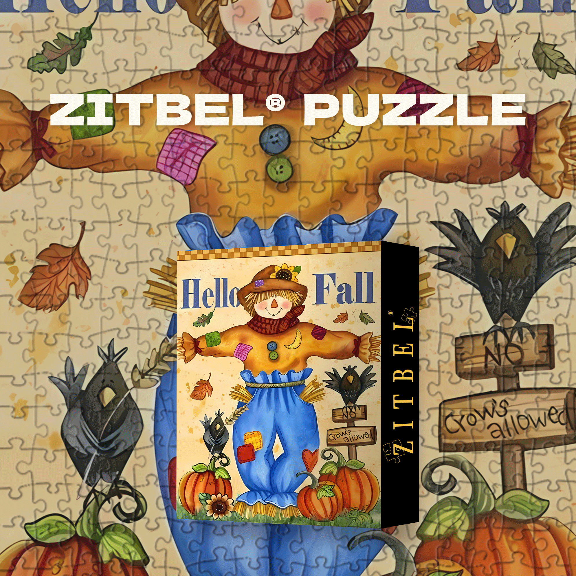 Retro Scarecrow 7 500pcs/1000pcs Jigsaw Puzzle, Scratch-Resistant, Interactive Family Game & Brain-Boosting DIY Decor, Perfect for Halloween, Christmas & New Year Gifts, Family Puzzle Game