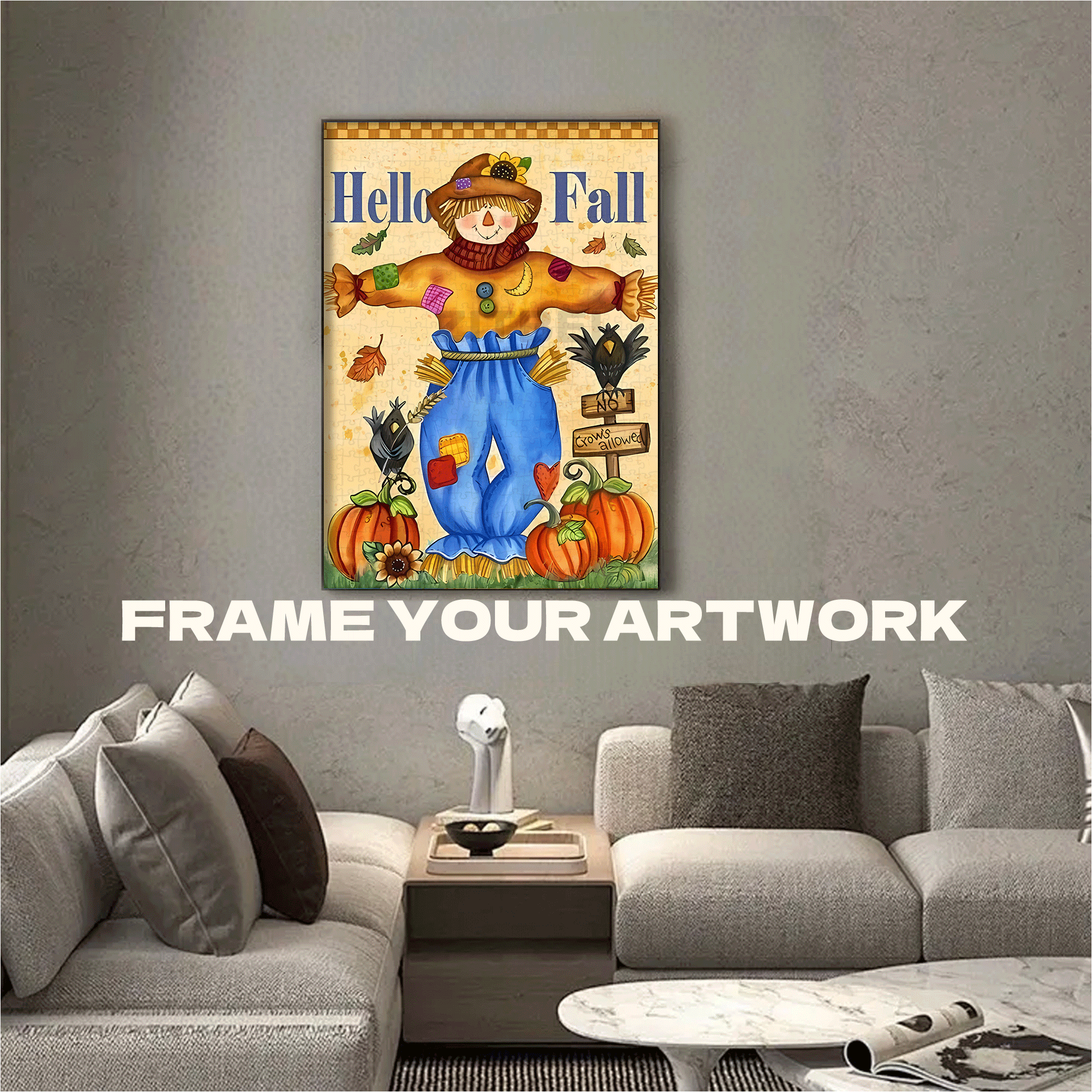 Retro Scarecrow 7 500pcs/1000pcs Jigsaw Puzzle, Scratch-Resistant, Interactive Family Game & Brain-Boosting DIY Decor, Perfect for Halloween, Christmas & New Year Gifts, Family Puzzle Game