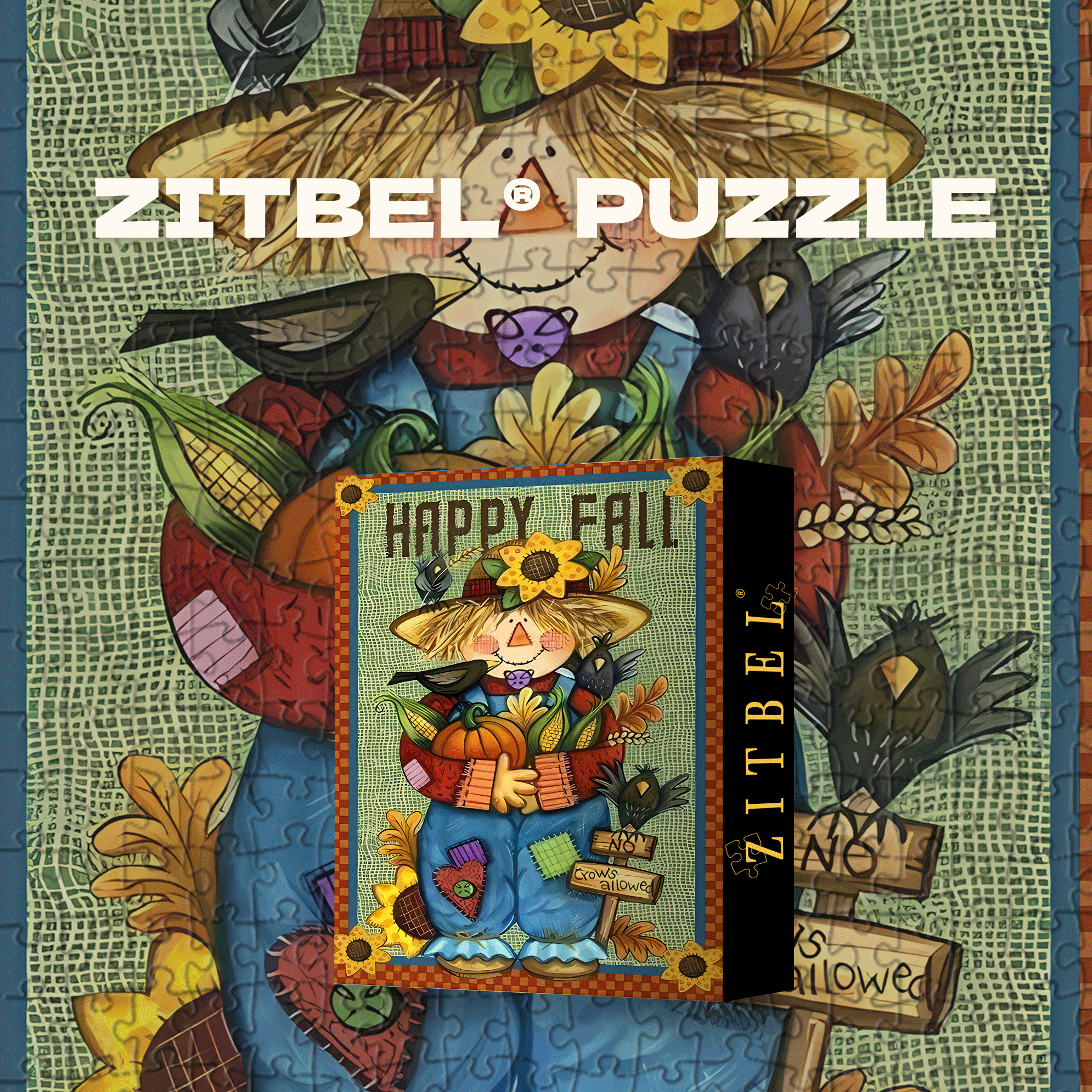 Retro Scarecrow 500pcs/1000pcs Jigsaw Puzzle, Scratch-Resistant, Interactive Family Game & Brain-Boosting DIY Decor, Perfect for Halloween, Christmas & New Year Gifts, Family Puzzle Game