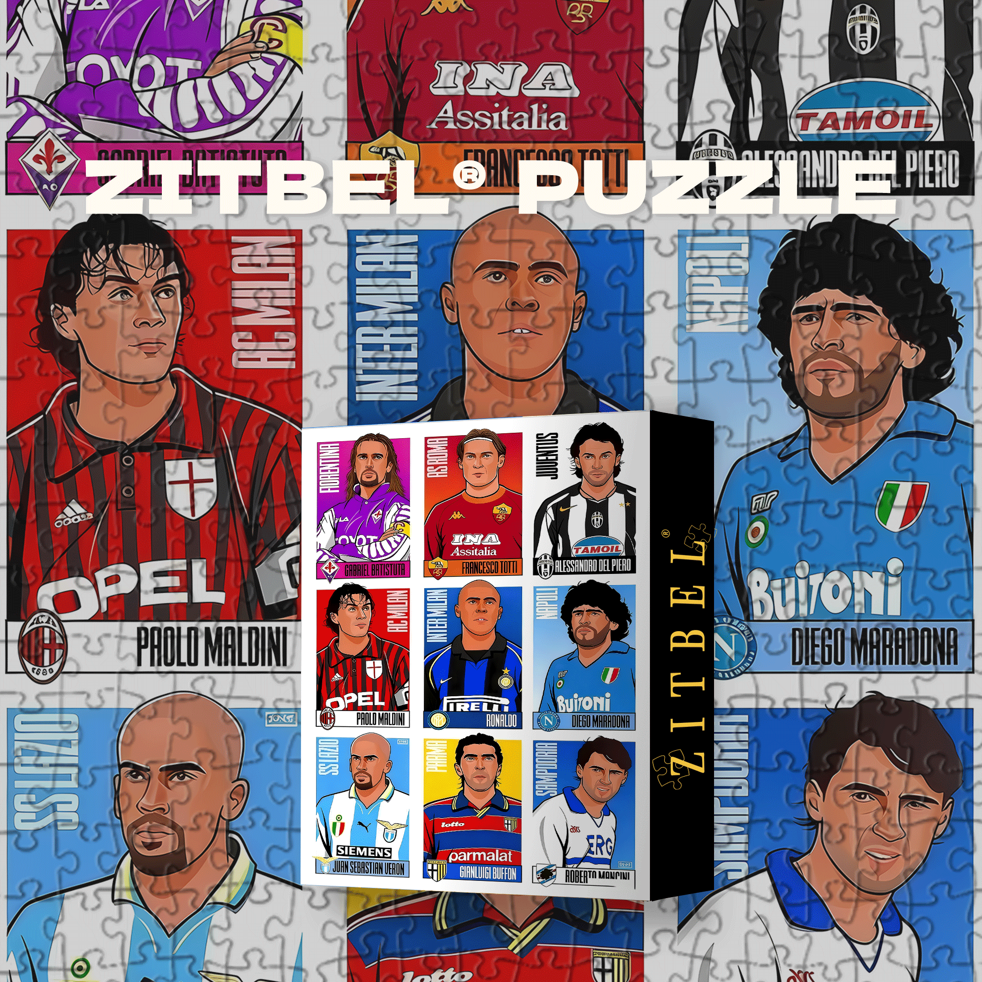 Serie A Legends Star Card Collection 500pcs/1000pcs Jigsaw Puzzle, Scratch-Resistant, Interactive Family Game & Brain-Boosting DIY Decor, Perfect for Halloween, Christmas & New Year Gifts, Family Puzzle Game