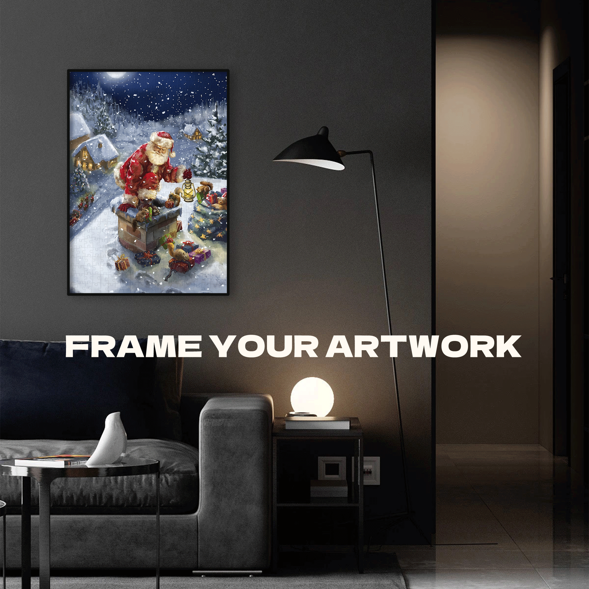Snowy Night Gift 500pcs/1000pcs Jigsaw Puzzle, Scratch-Resistant, Interactive Family Game & Brain-Boosting DIY Decor, Perfect for Halloween, Christmas & New Year Gifts, Family Puzzle Game