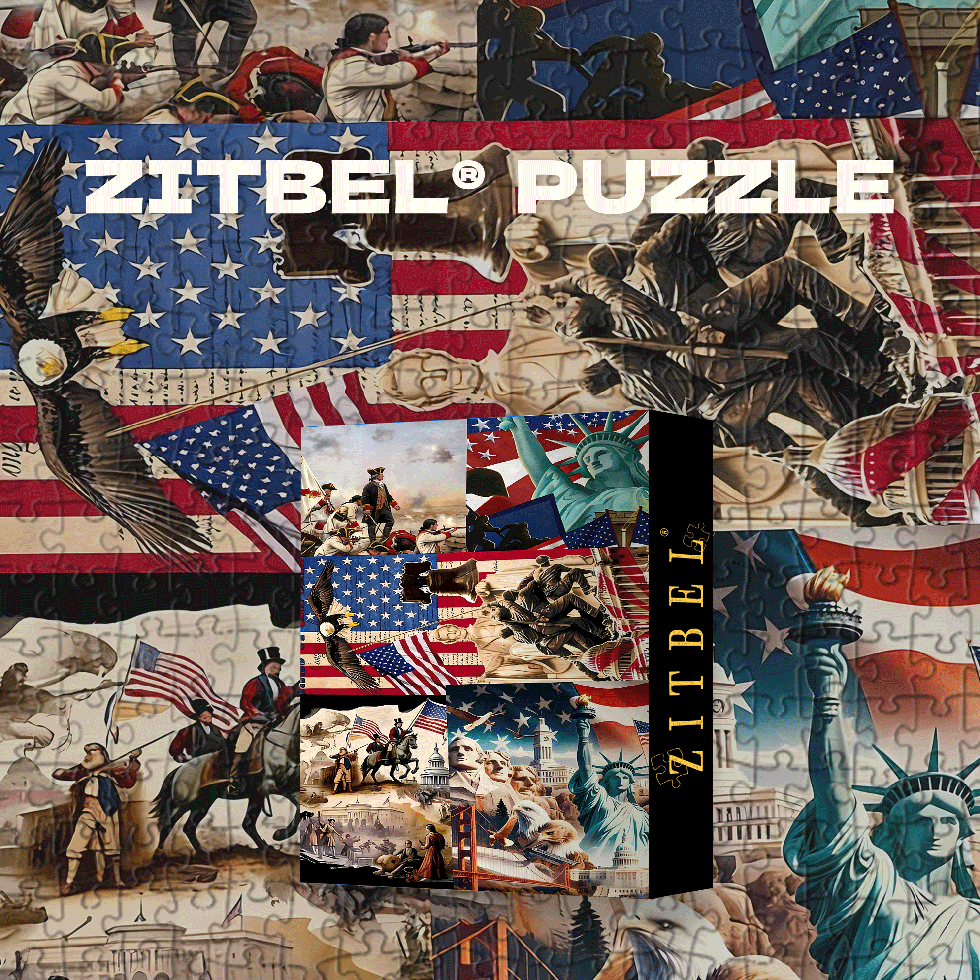 Symbols Of America 500pcs/1000pcs Jigsaw Puzzle, Scratch-Resistant, Interactive Family Game & Brain-Boosting DIY Decor, Perfect for Halloween, Christmas & New Year Gifts, Family Puzzle Game