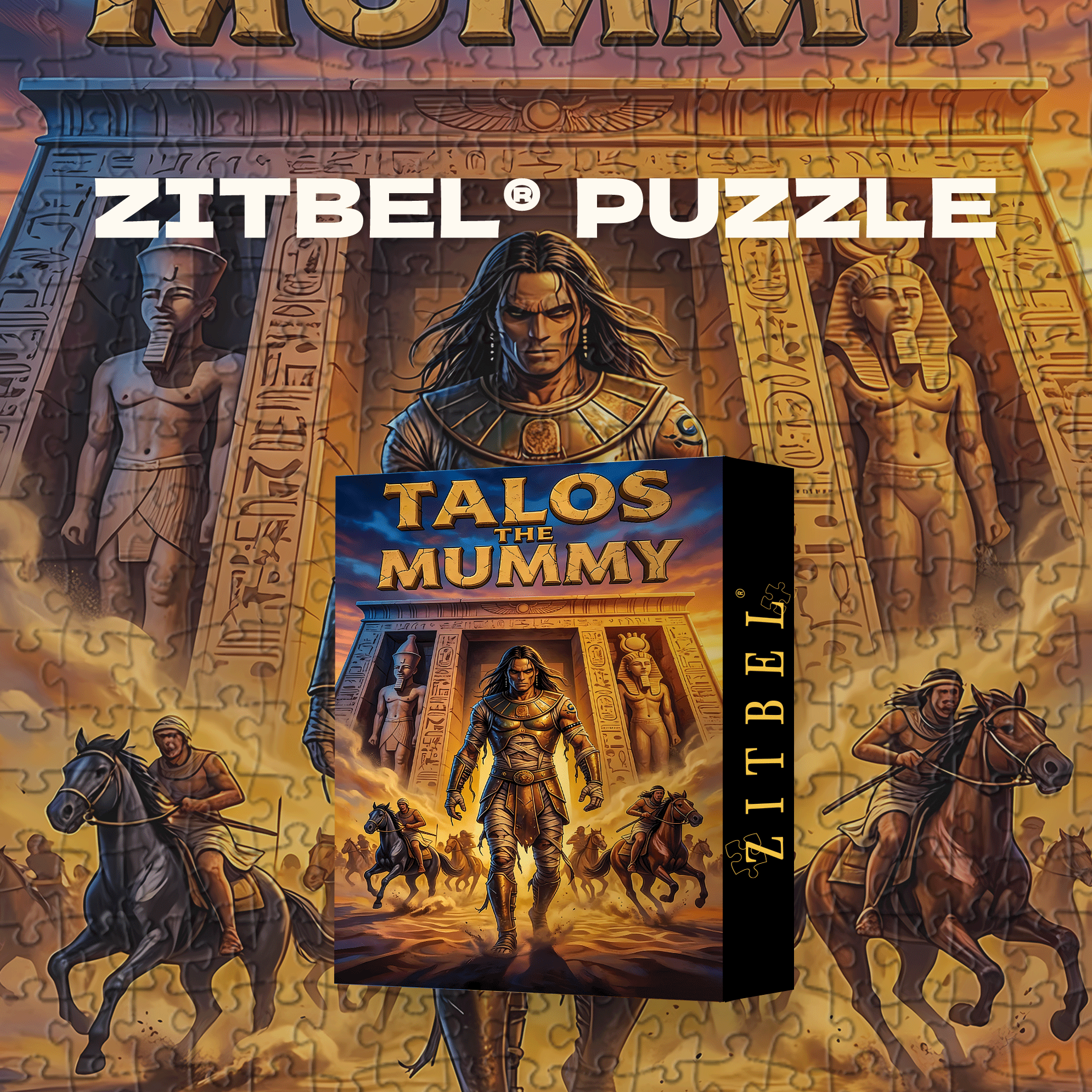Talos The Mummy 500pcs/1000pcs Jigsaw Puzzle, Scratch-Resistant, Interactive Family Game & Brain-Boosting DIY Decor, Perfect for Halloween, Christmas & New Year Gifts, Family Puzzle Game