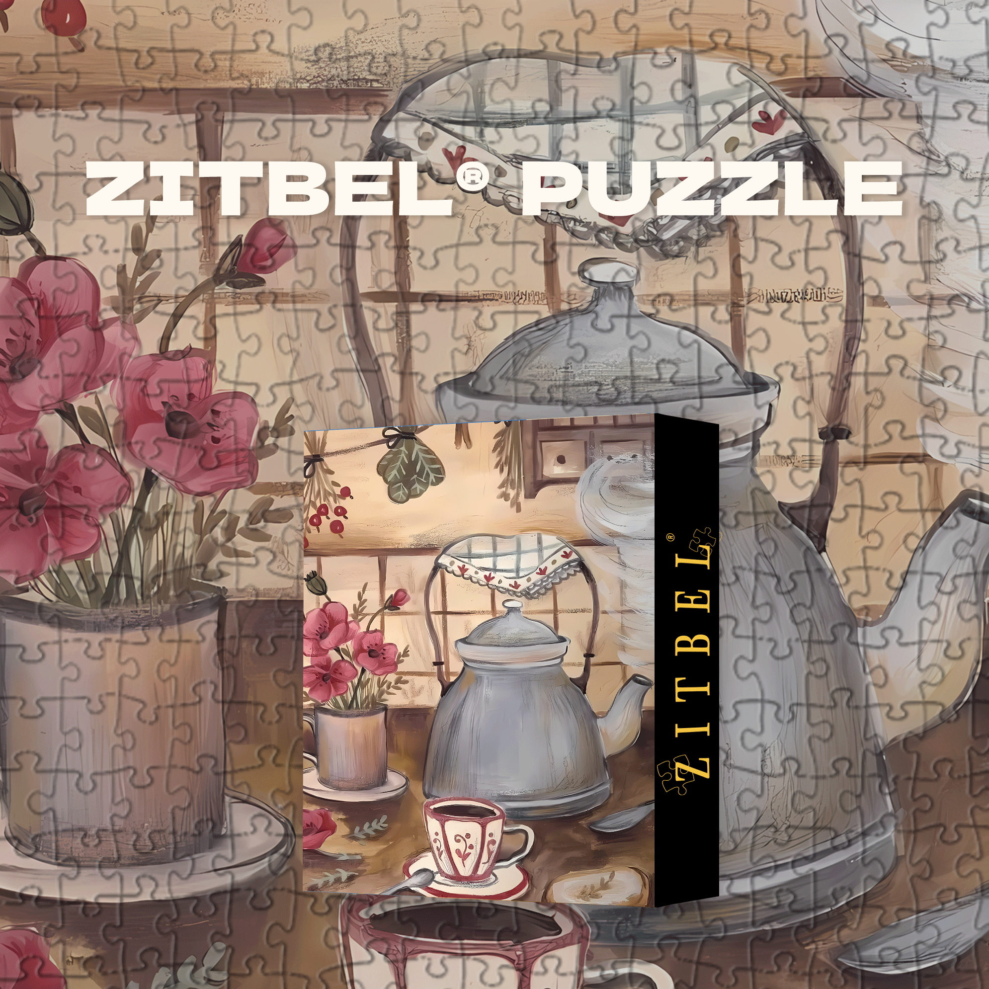 The Flowers And Tea In My Memory 500pcs/1000pcs Jigsaw Puzzle, Scratch-Resistant, Interactive Family Game & Brain-Boosting DIY Decor, Perfect for Halloween, Christmas & New Year Gifts, Family Puzzle Game