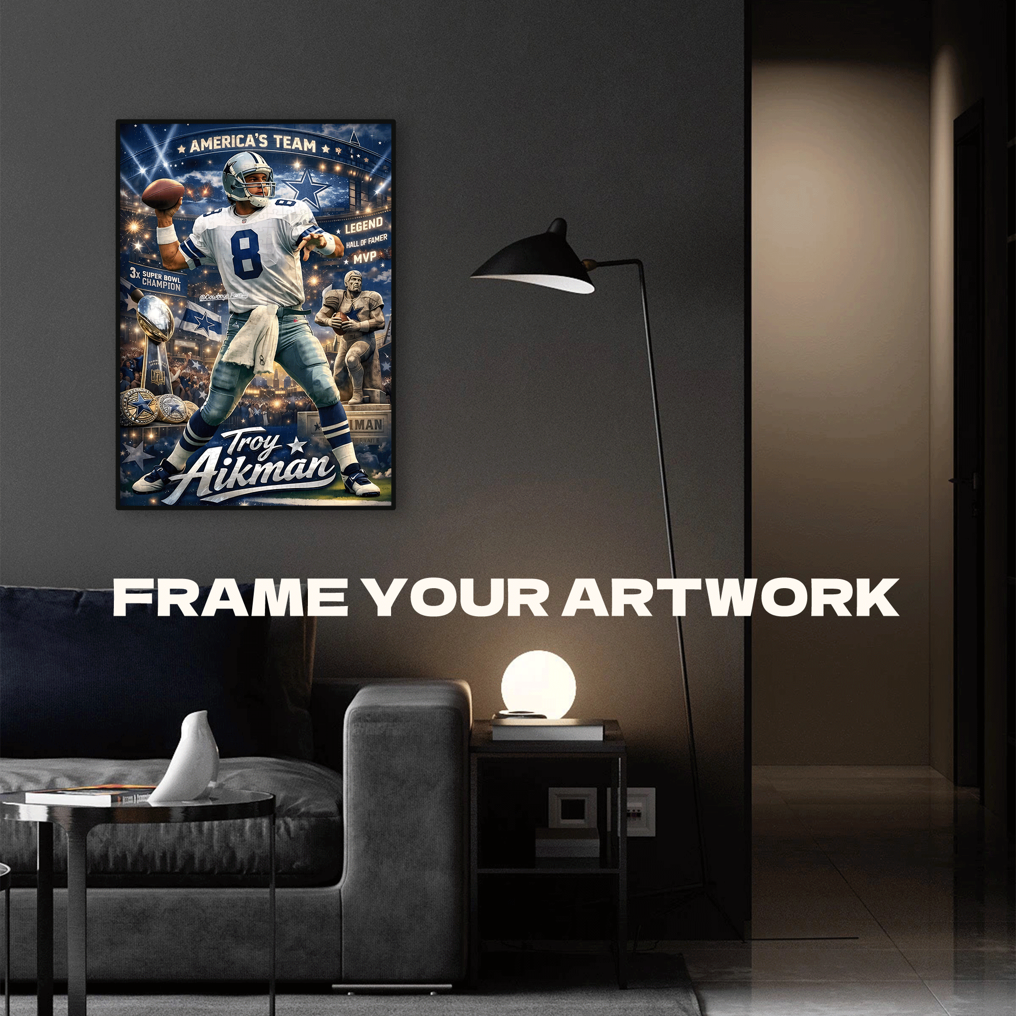 Troy Aikman Dallas Cowboys Legend 500pcs/1000pcs Jigsaw Puzzle, Scratch-Resistant, Interactive Family Game & Brain-Boosting DIY Decor, Perfect for Halloween, Christmas & New Year Gifts, Family Puzzle Game