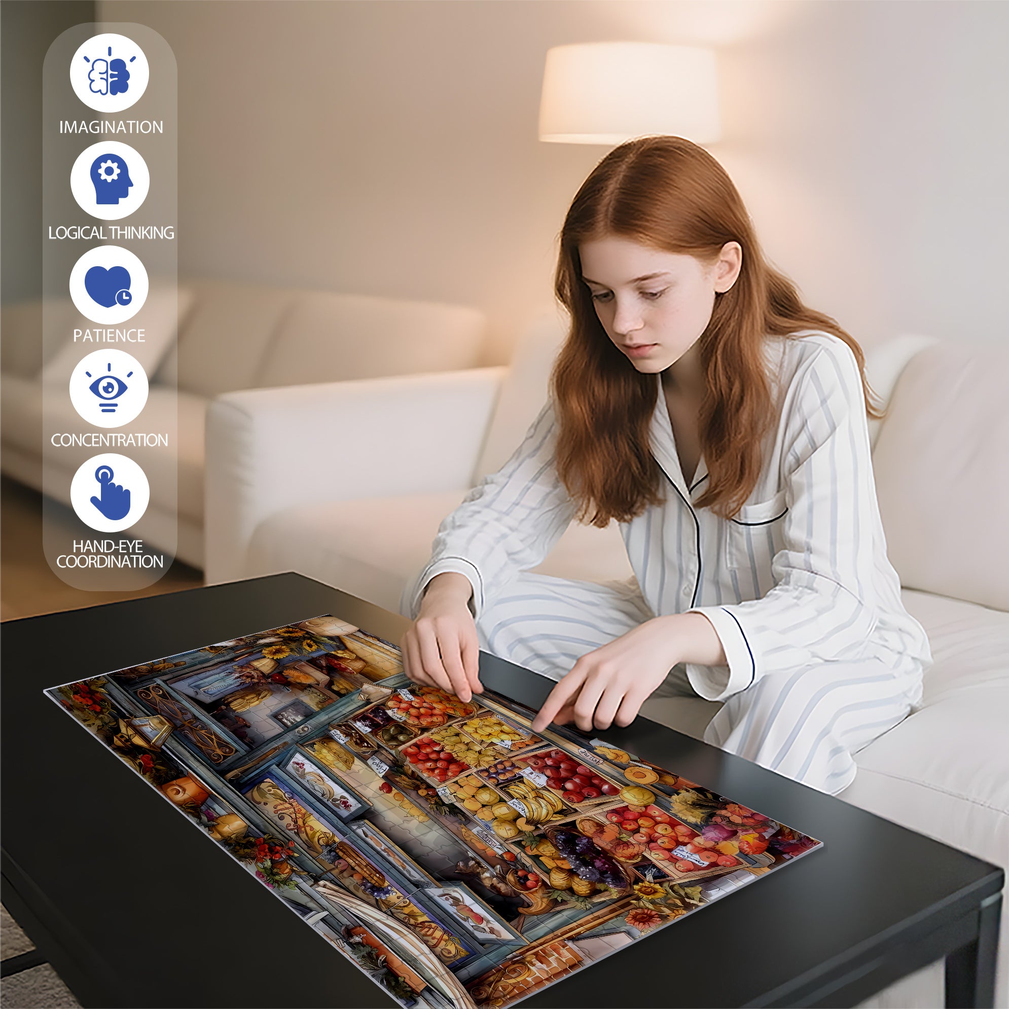 Green Grocery 500pcs/1000pcs Jigsaw Puzzle, Scratch-Resistant, Paper Material, Interactive Family Game & Brain-Boosting DIY Decor, Perfect for Halloween, Christmas & New Year Gifts, Family Puzzle Game