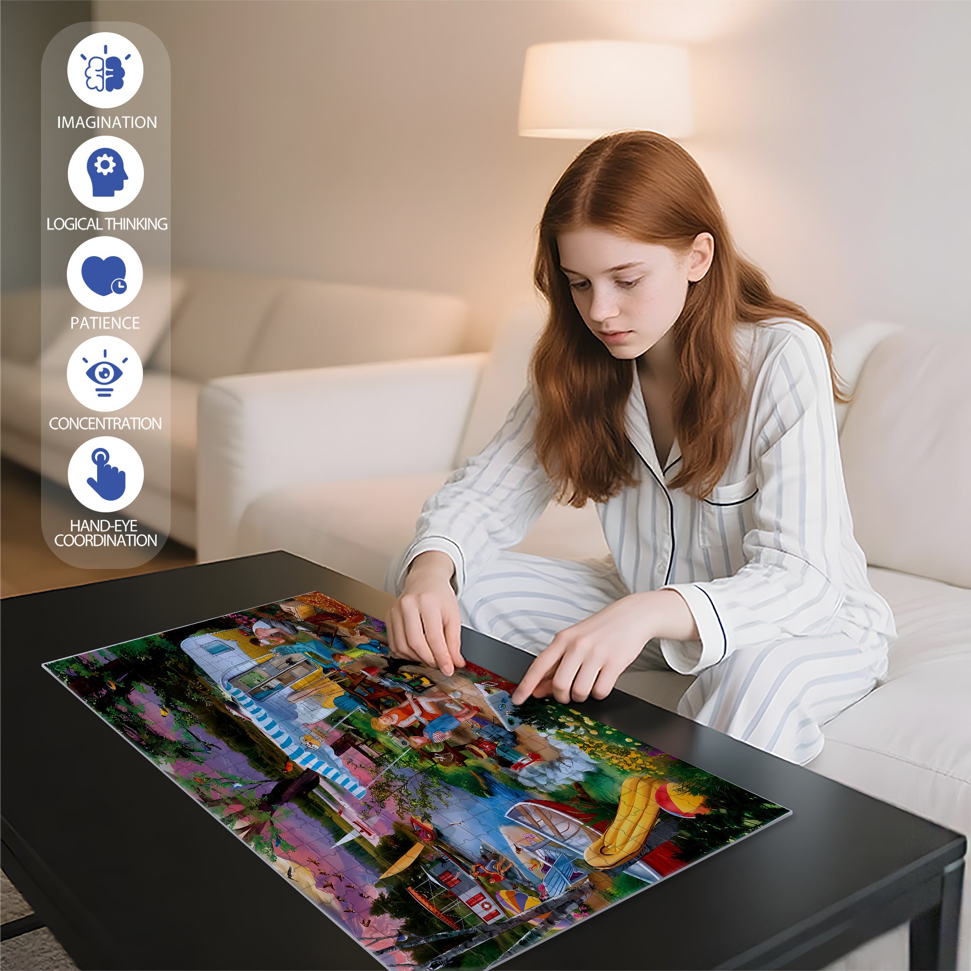 Leisure Lake  500pcs/1000pcs Jigsaw Puzzle, Scratch-Resistant, Paper Material, Interactive Family Game & Brain-Boosting DIY Decor, Perfect for Halloween, Christmas & New Year Gifts, Family Puzzle Game