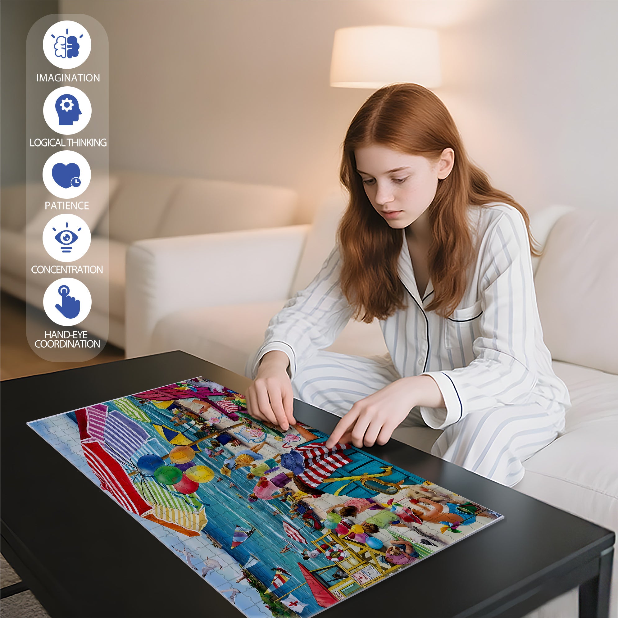 The Beach 500pcs/1000pcs Jigsaw Puzzle, Scratch-Resistant, Paper Material, Interactive Family Game & Brain-Boosting DIY Decor, Perfect for Halloween, Christmas & New Year Gifts, Family Puzzle Game