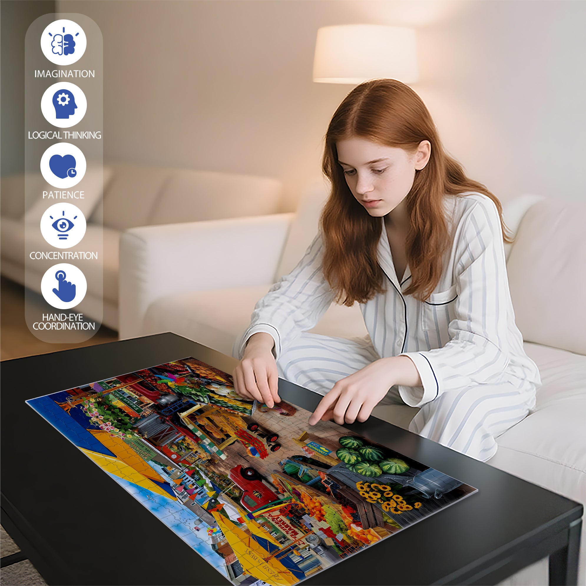 Market Square  500pcs/1000pcs Jigsaw Puzzle, Scratch-Resistant, Paper Material, Interactive Family Game & Brain-Boosting DIY Decor, Perfect for Halloween, Christmas & New Year Gifts, Family Puzzle Game